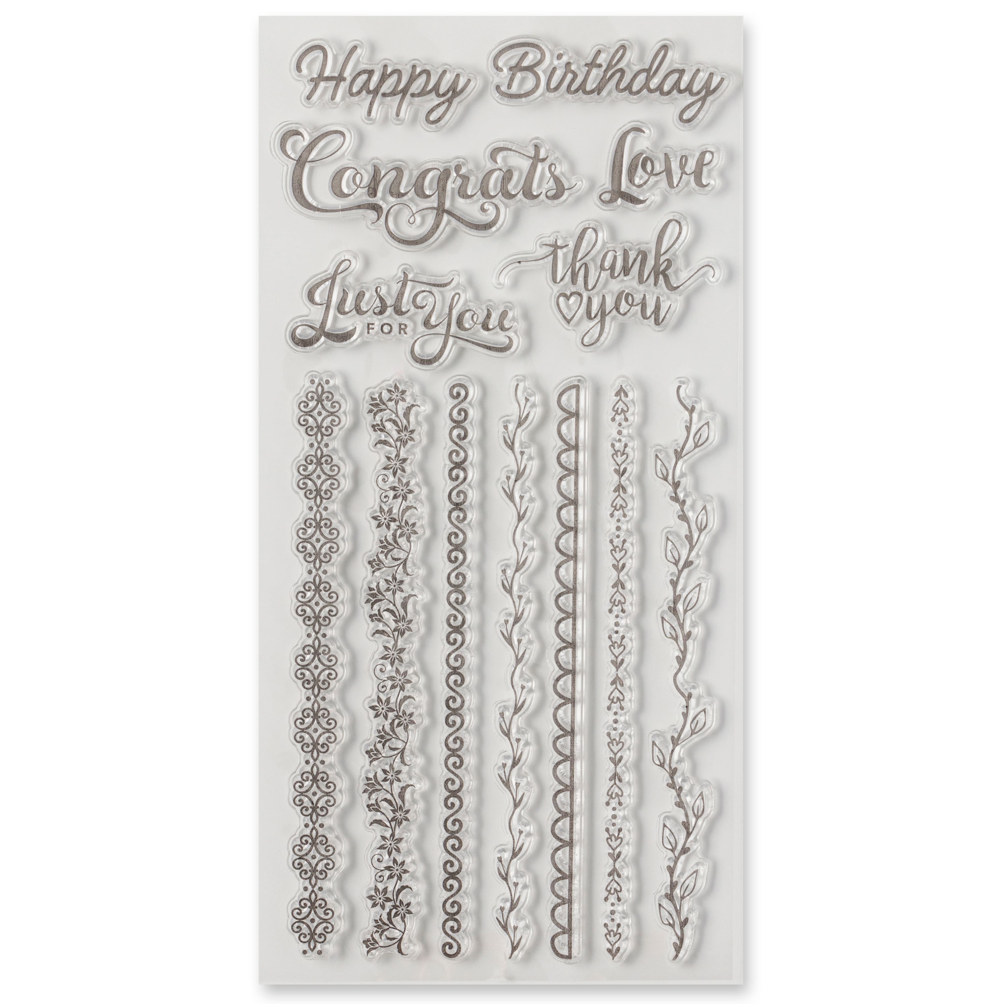 6 Pack: Sentiments & Borders Clear Stamps by Recollections™