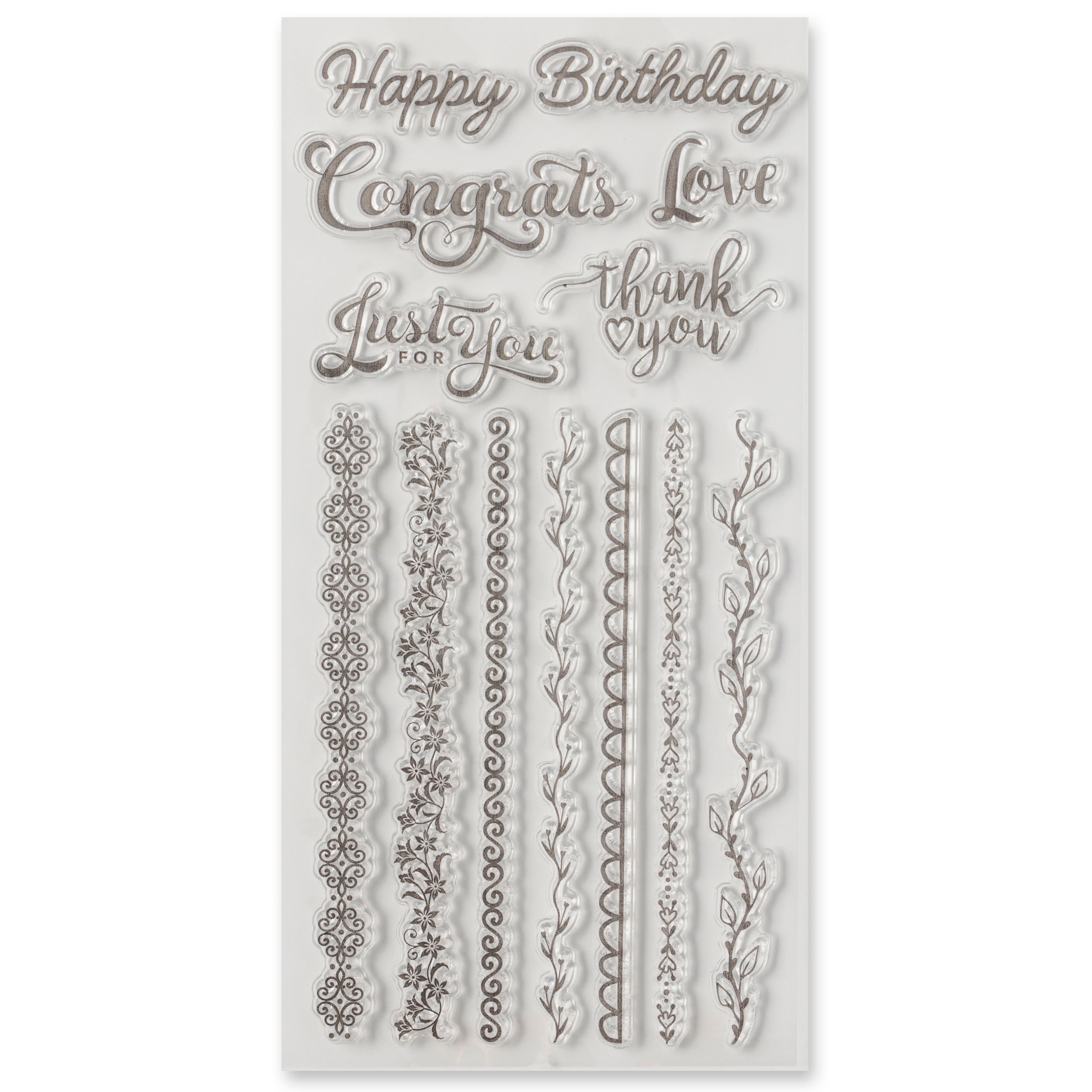 6 Pack: Sentiments &#x26; Borders Clear Stamps by Recollections&#x2122;