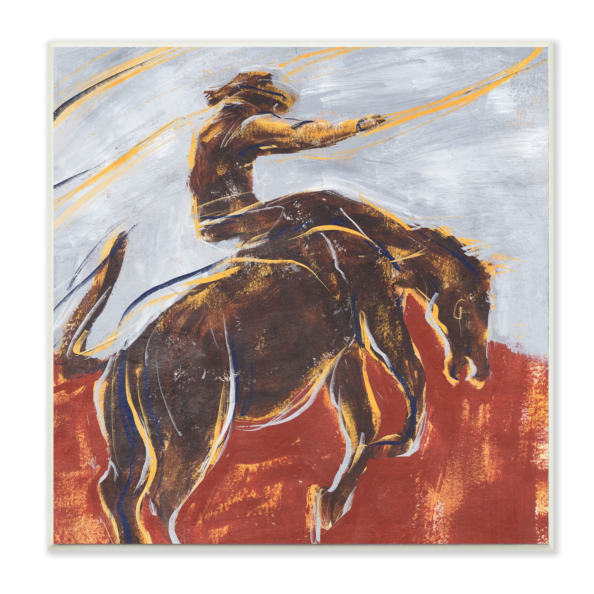 Stupell Industries Western Cowboy Lasso Horse Buck Red Blue, 12" x 12"