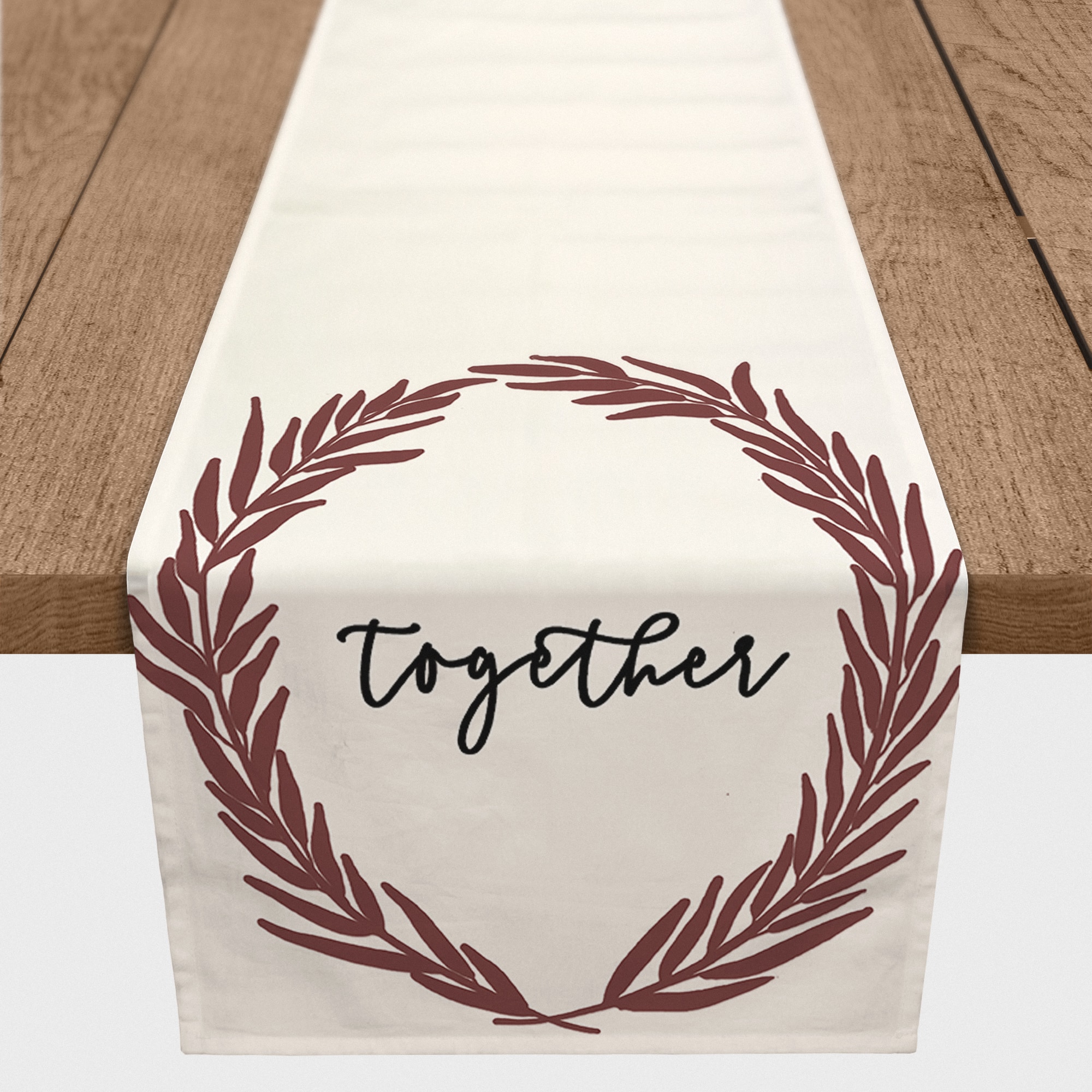 72&#x22; Wreath Together Poly Twill Table Runner