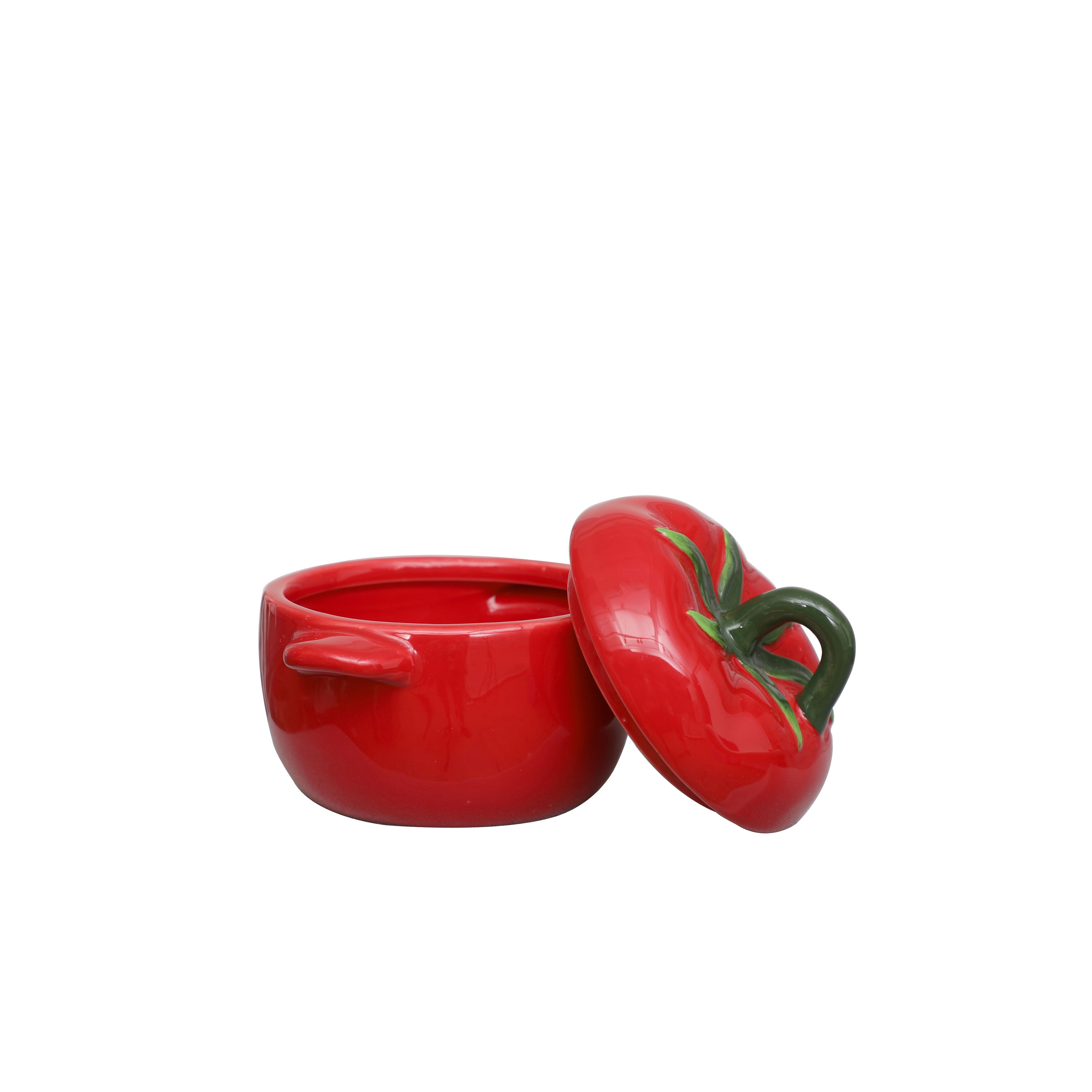 6&#x22; Tomato Ceramic Food Container with Lid by Ashland&#xAE;