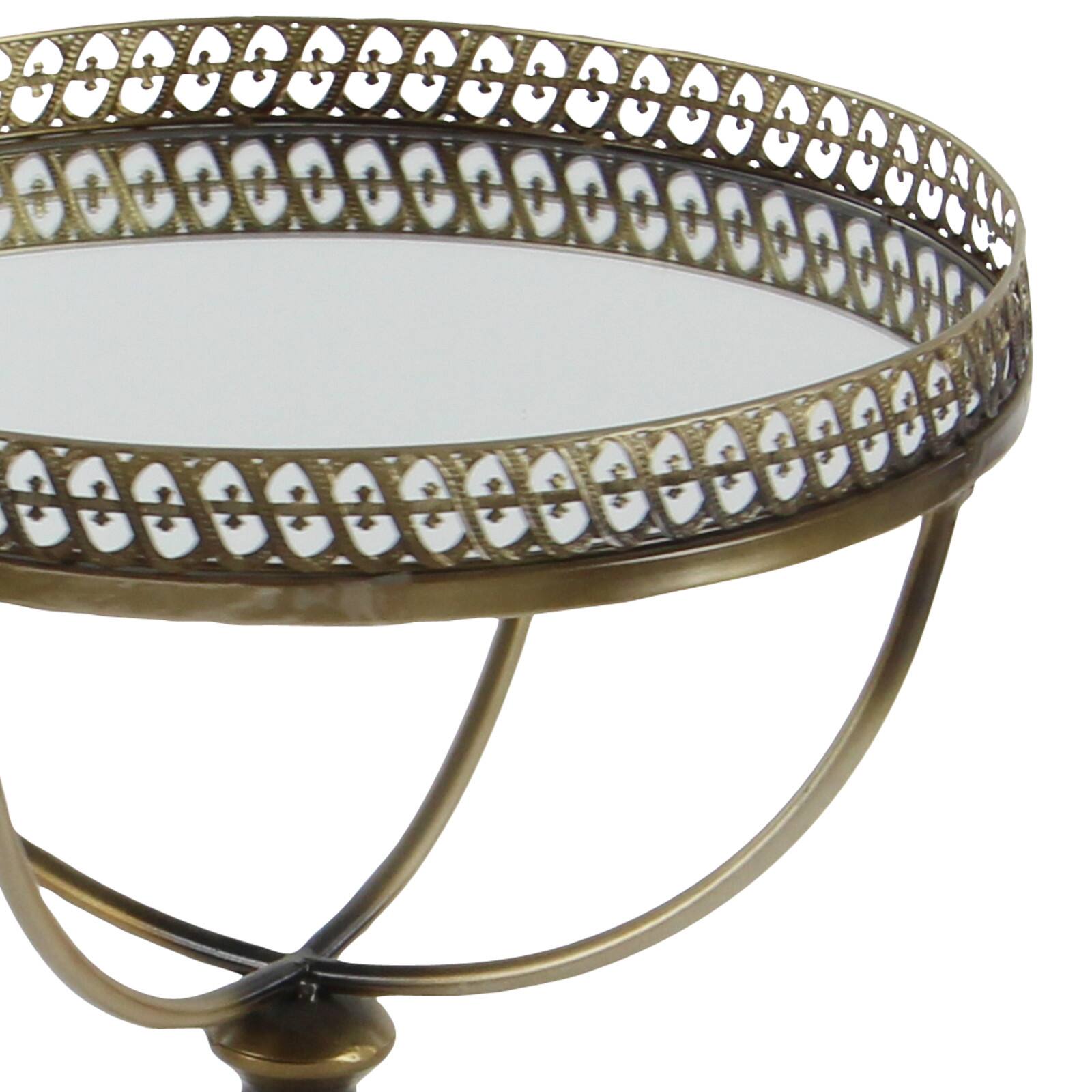 24" Brass Iron Traditional Accent Table