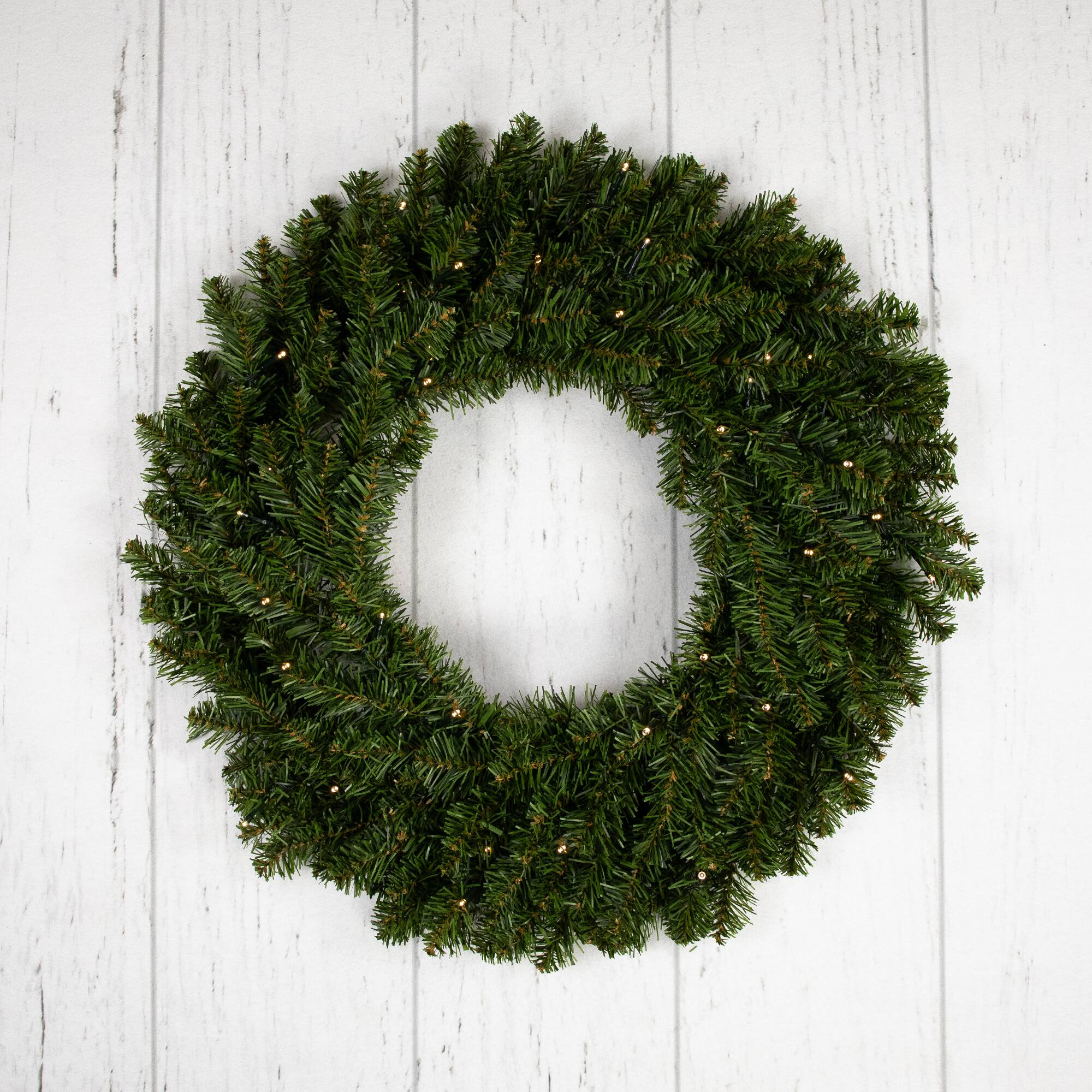 24" Pre-Lit Canadian Pine Artificial Christmas Wreath