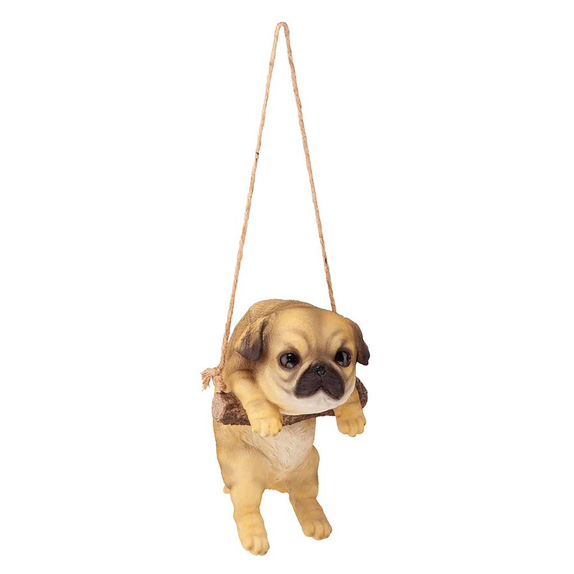 Design Toscano 8" Pug Puppy on a Perch Hanging Dog Sculpture