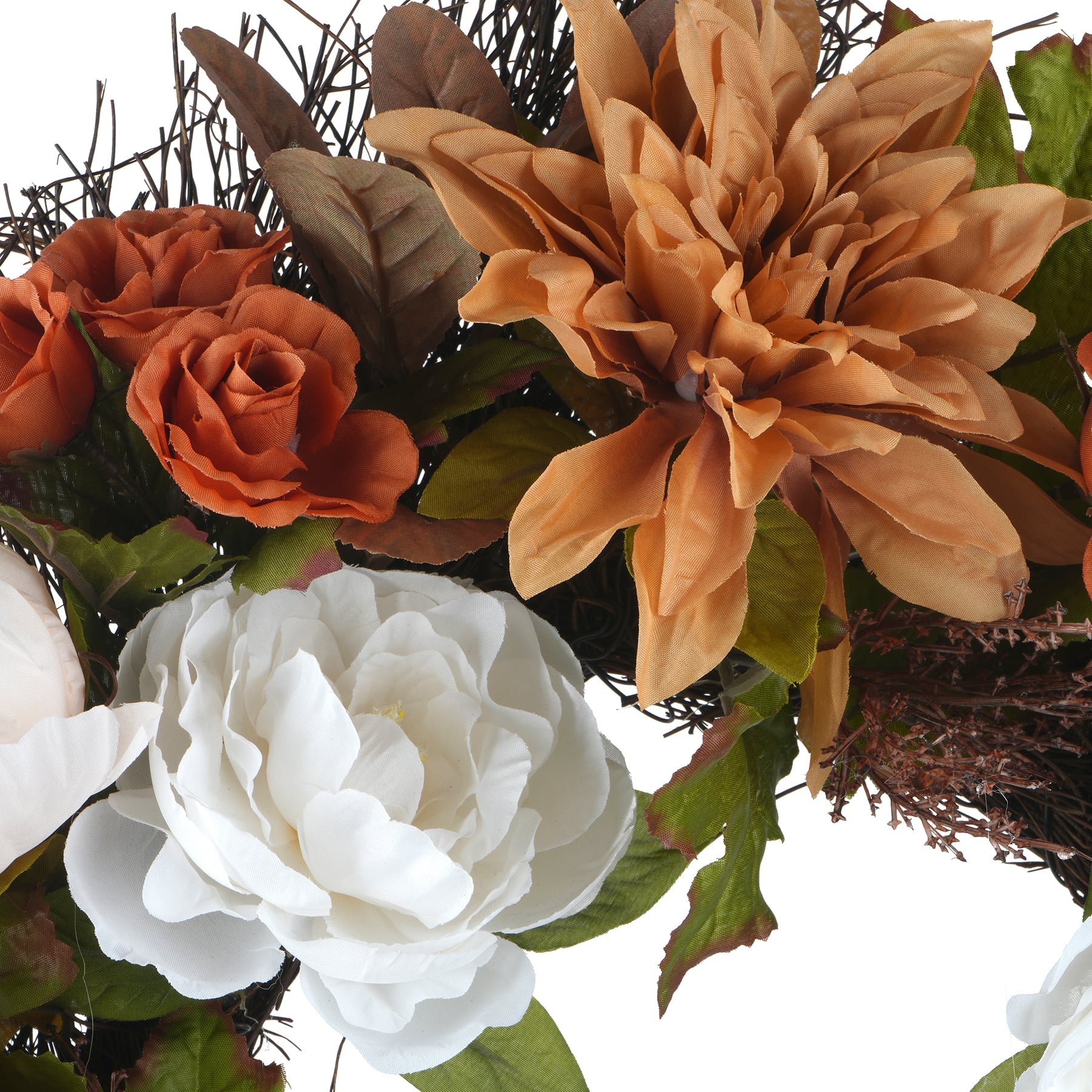 22&#x22; Orange &#x26; Cream Dahlia &#x26; Rose Wreath by Ashland&#xAE;