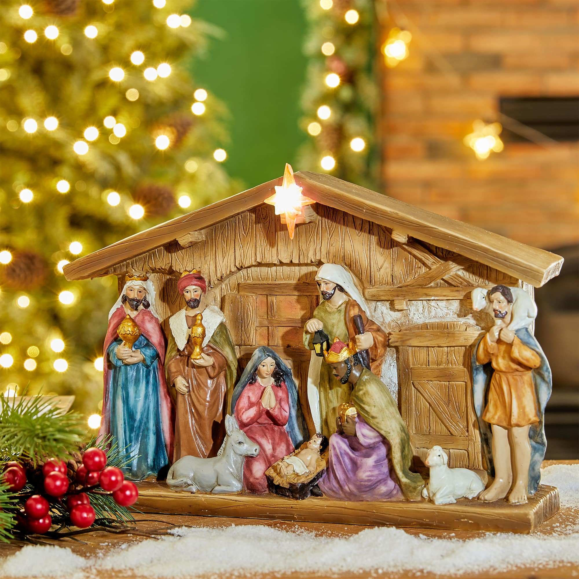 Glitzhome® 9" Nativity Décor