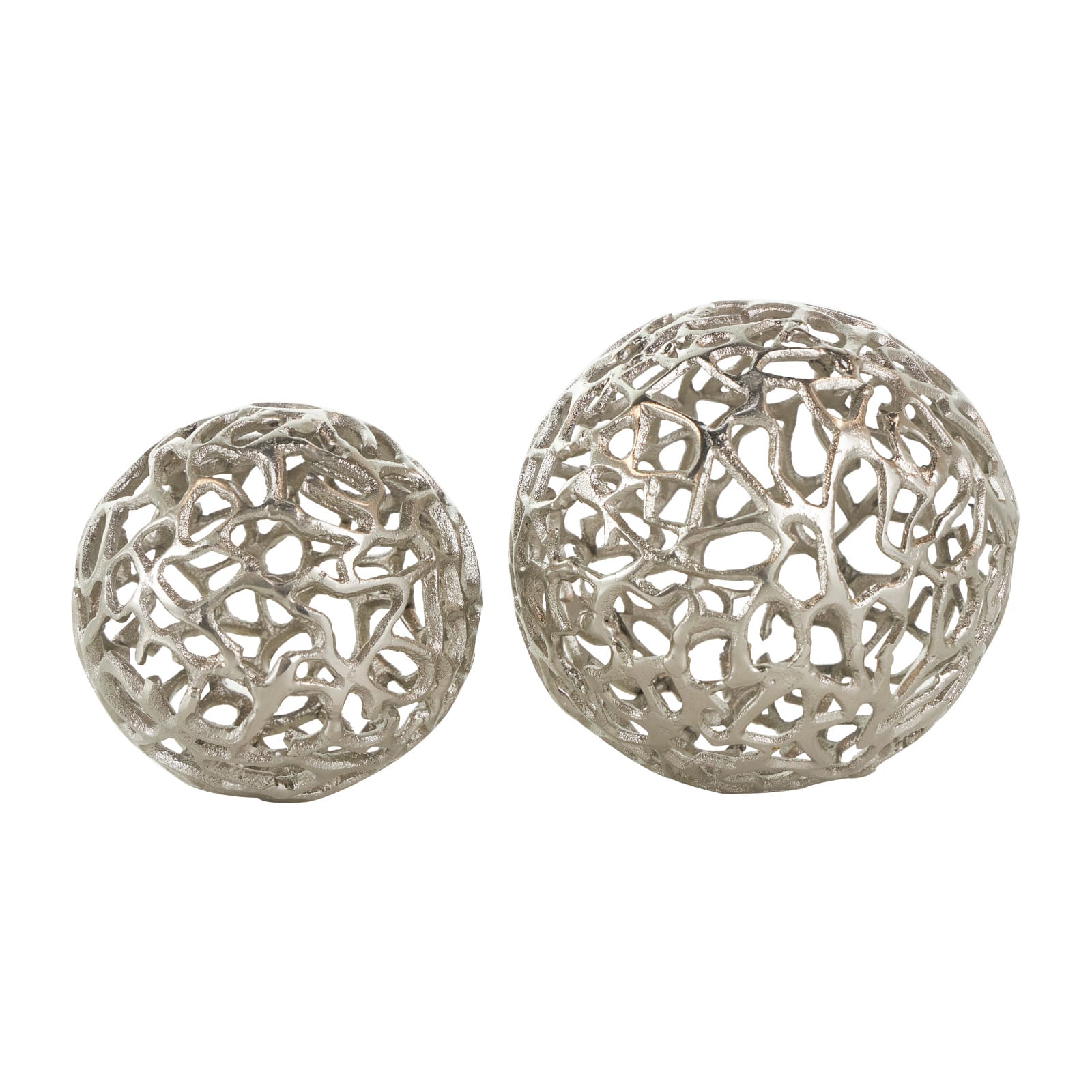 Silver Open Lattice Work Aluminum Decorative Ball Orbs &#x26; Vase Filler Set