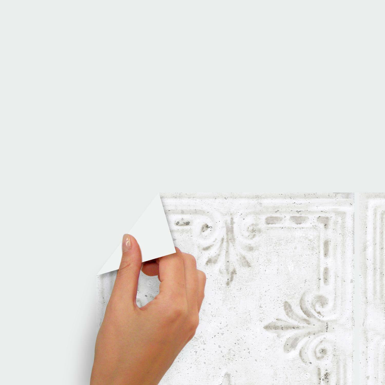 RoomMates White Tin Tile Backsplash Peel &#x26; Stick Giant Wall Decals