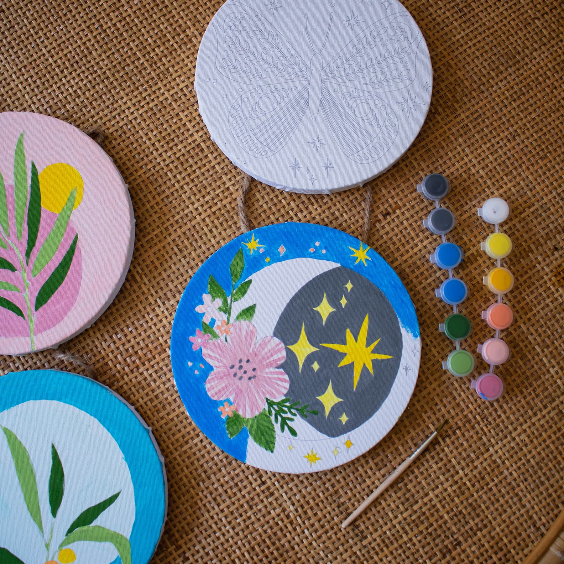 Art 101 Plants & Moth Paintable Canvas Wall Art Kits