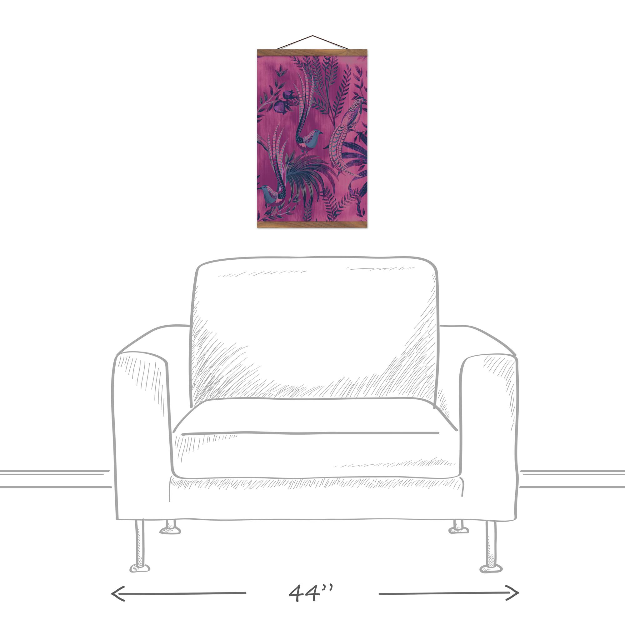 Peacock Pattern 12" x 18" Teak Hanging Canvas