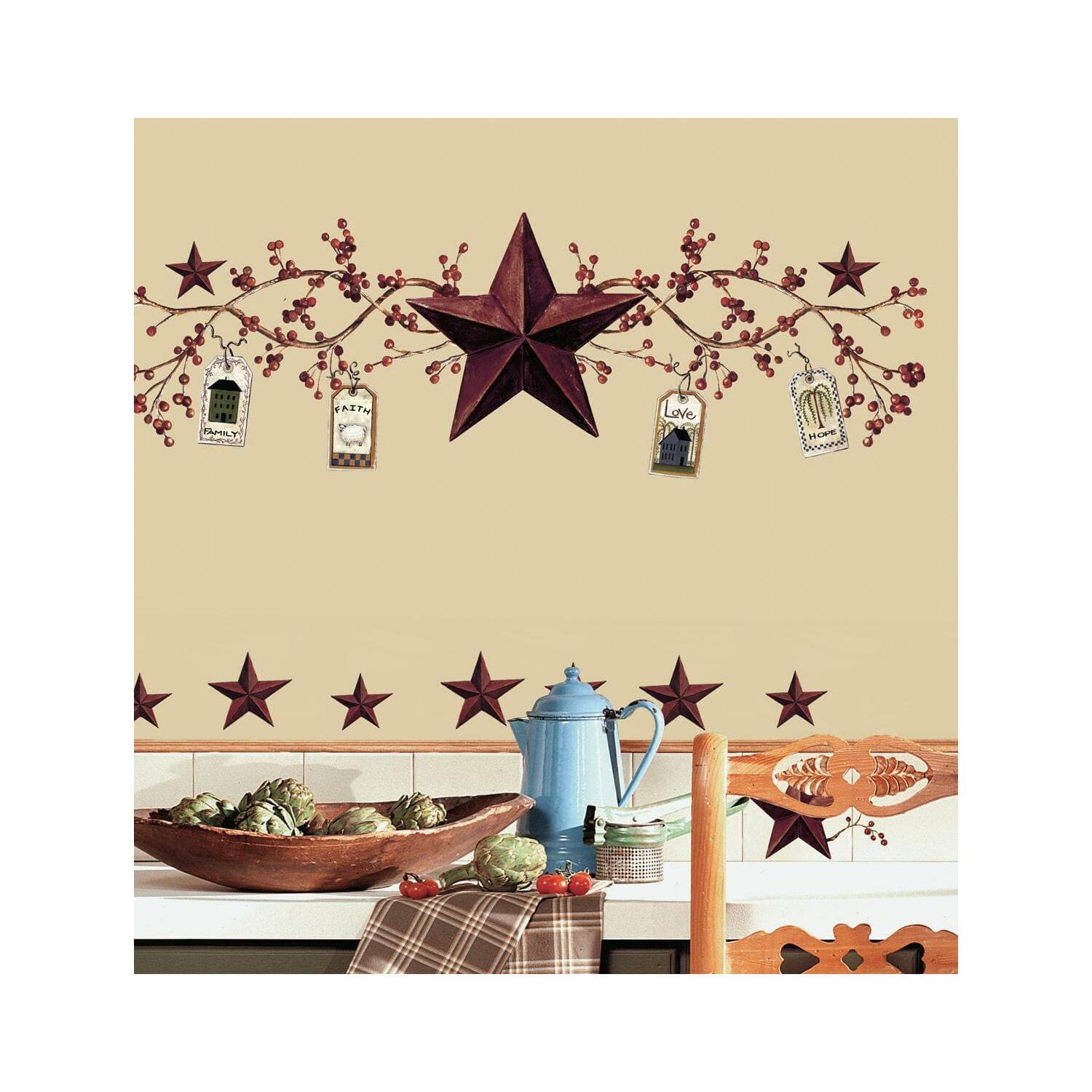 RoomMates Country Stars &#x26; Berries Peel &#x26; Stick Wall Decals
