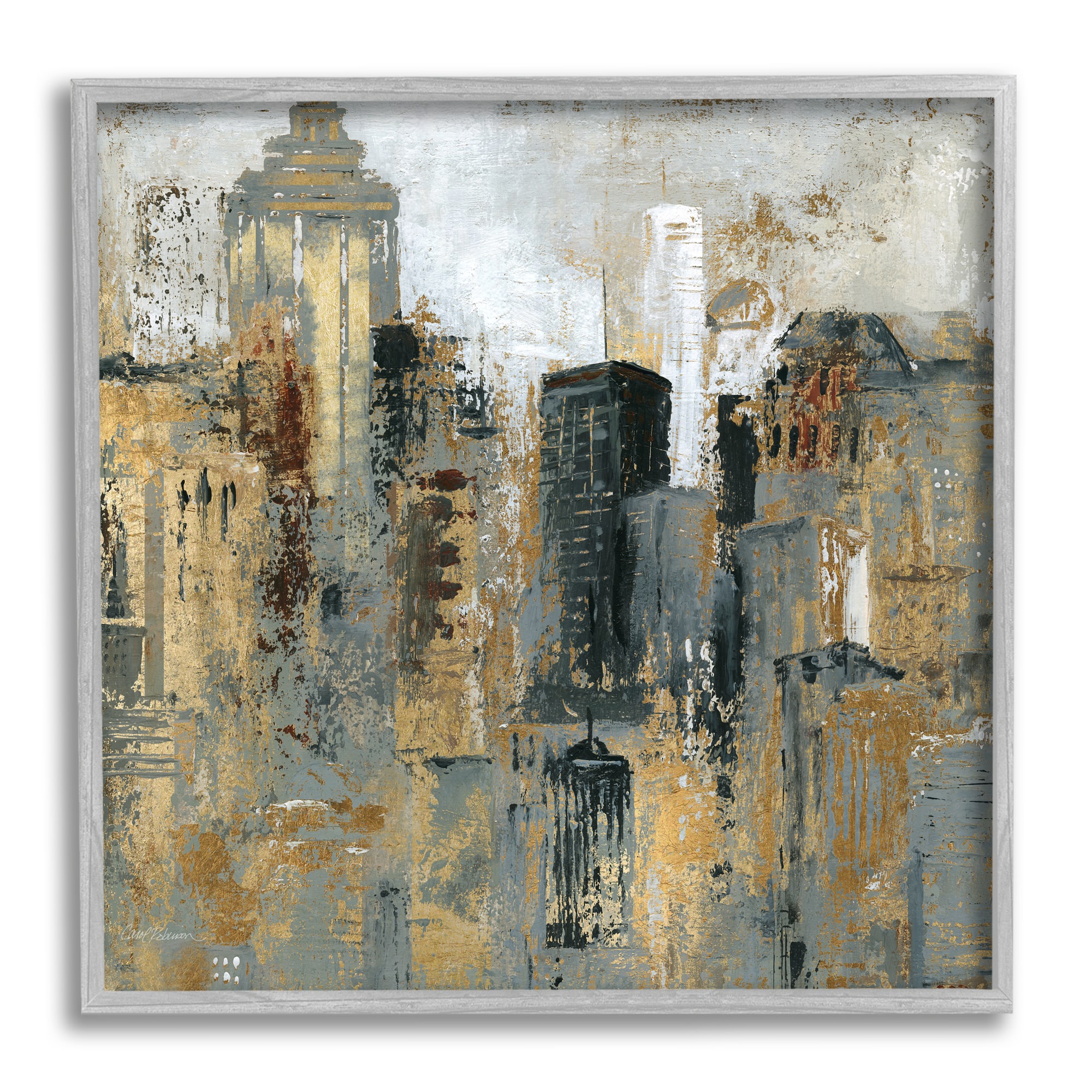 Stupell Industries Abstract Cityscape Urban Buildings Framed Giclee Art