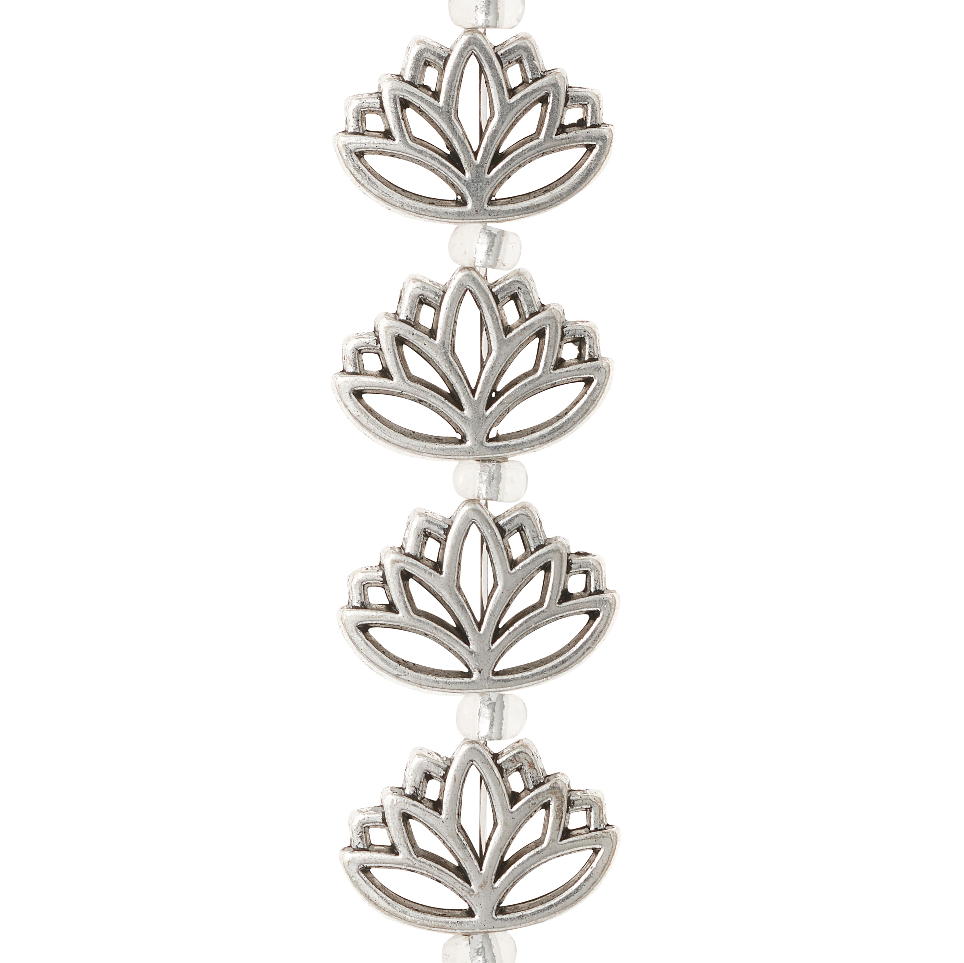 12 Pack: Silver Metal Lotus Beads, 16mm by Bead Landing&#x2122;