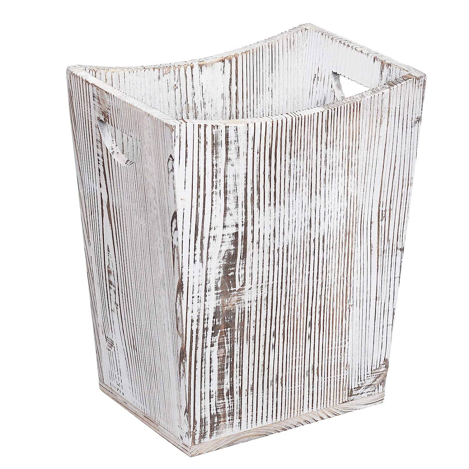 Rustic Farmhouse Style Wood Wastebasket Bin