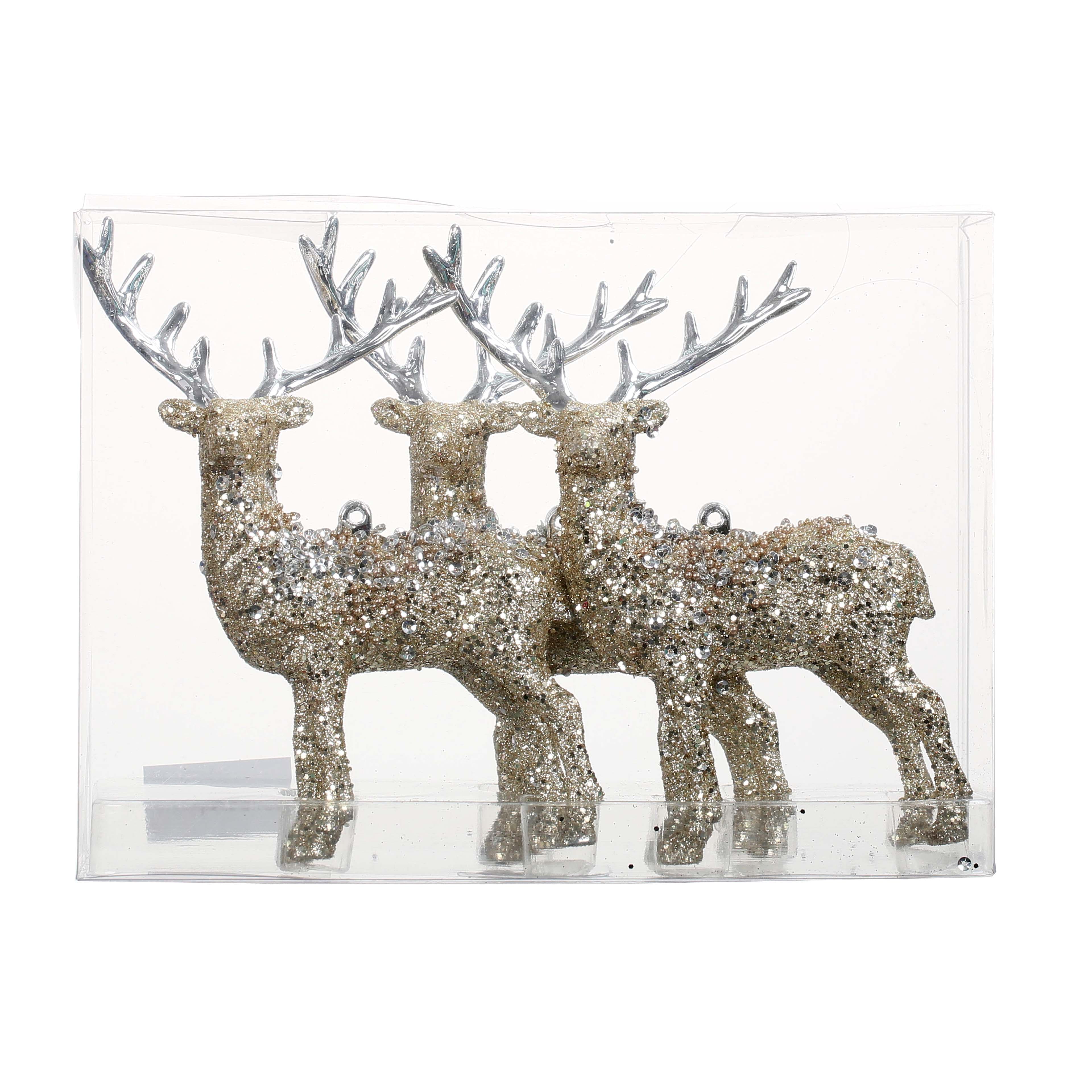 3 Pack 6&#x22; Reindeer Shatterproof Ornaments by Ashland&#xAE;