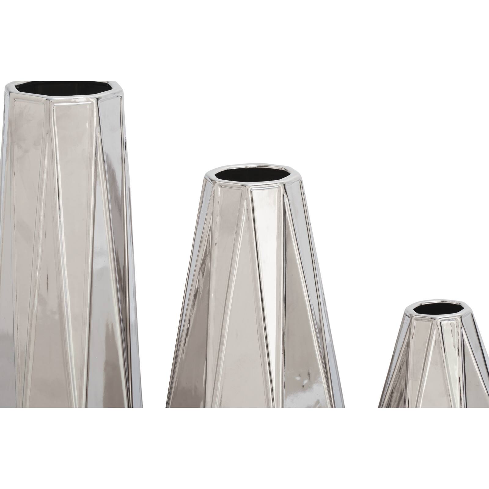 CosmoLiving by Cosmopolitan Silver Stoneware Glam Vase Set