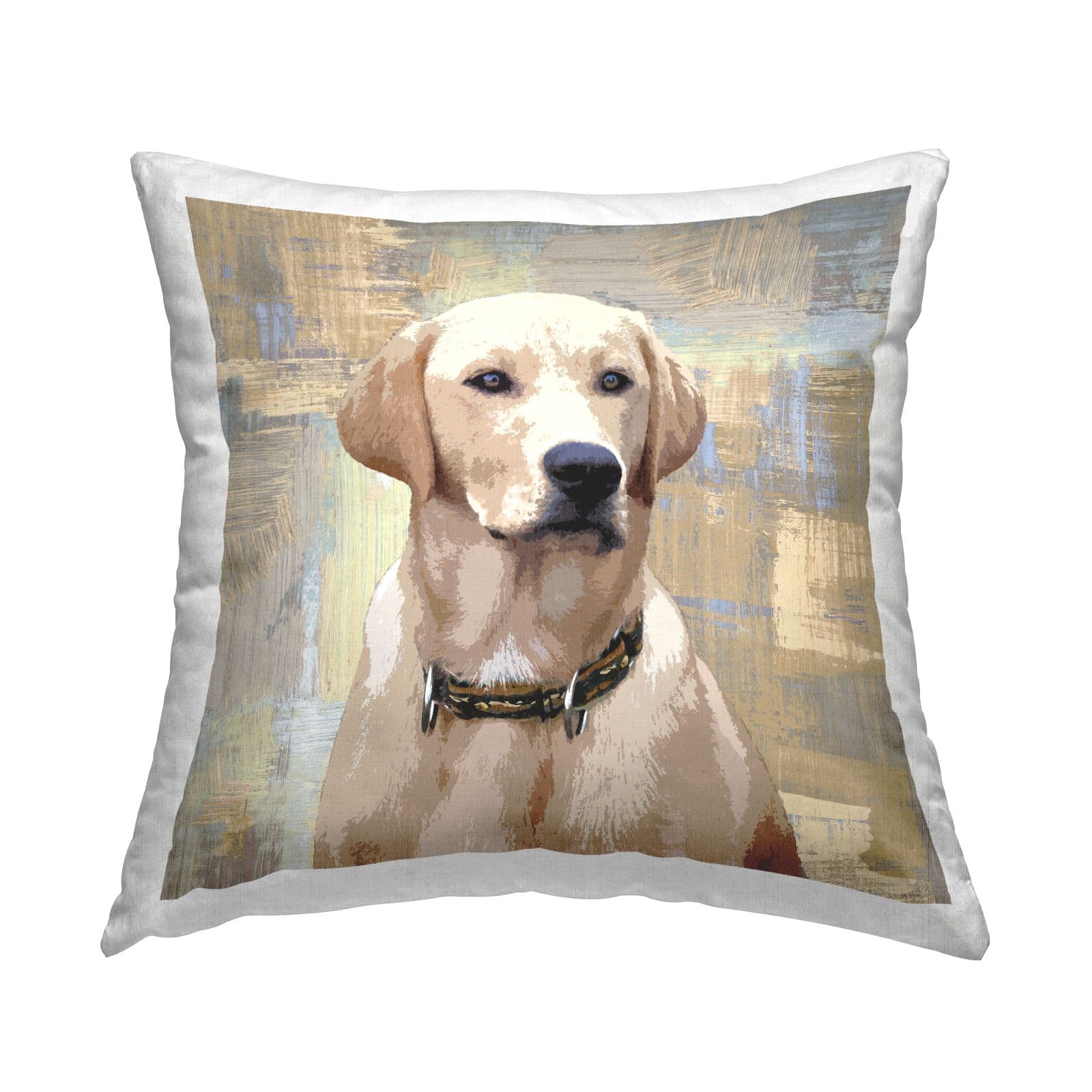 Stupell Industries Golden Retriever Portrait Dog Abstract Cross Hatch Pattern Throw Pillow 18" x 18"
