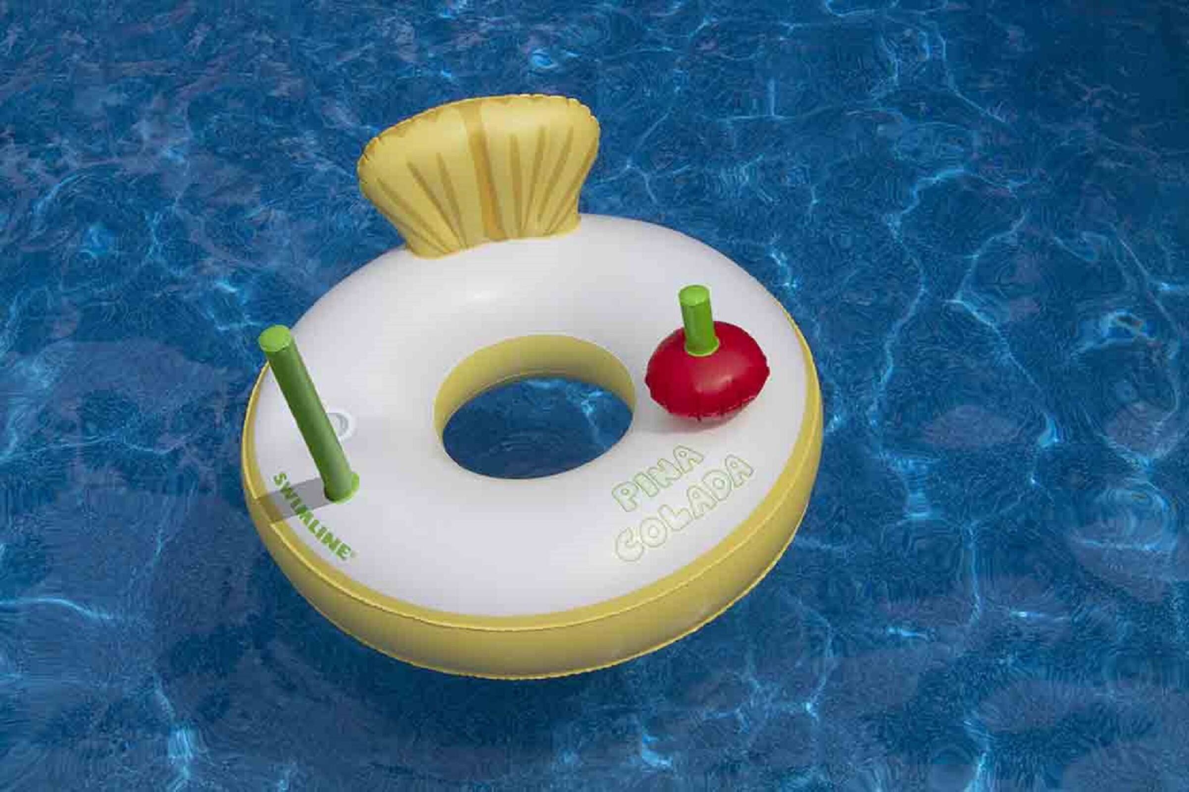 41" Inflatable Yellow & White Pina Colada Swimming Pool Ring Float