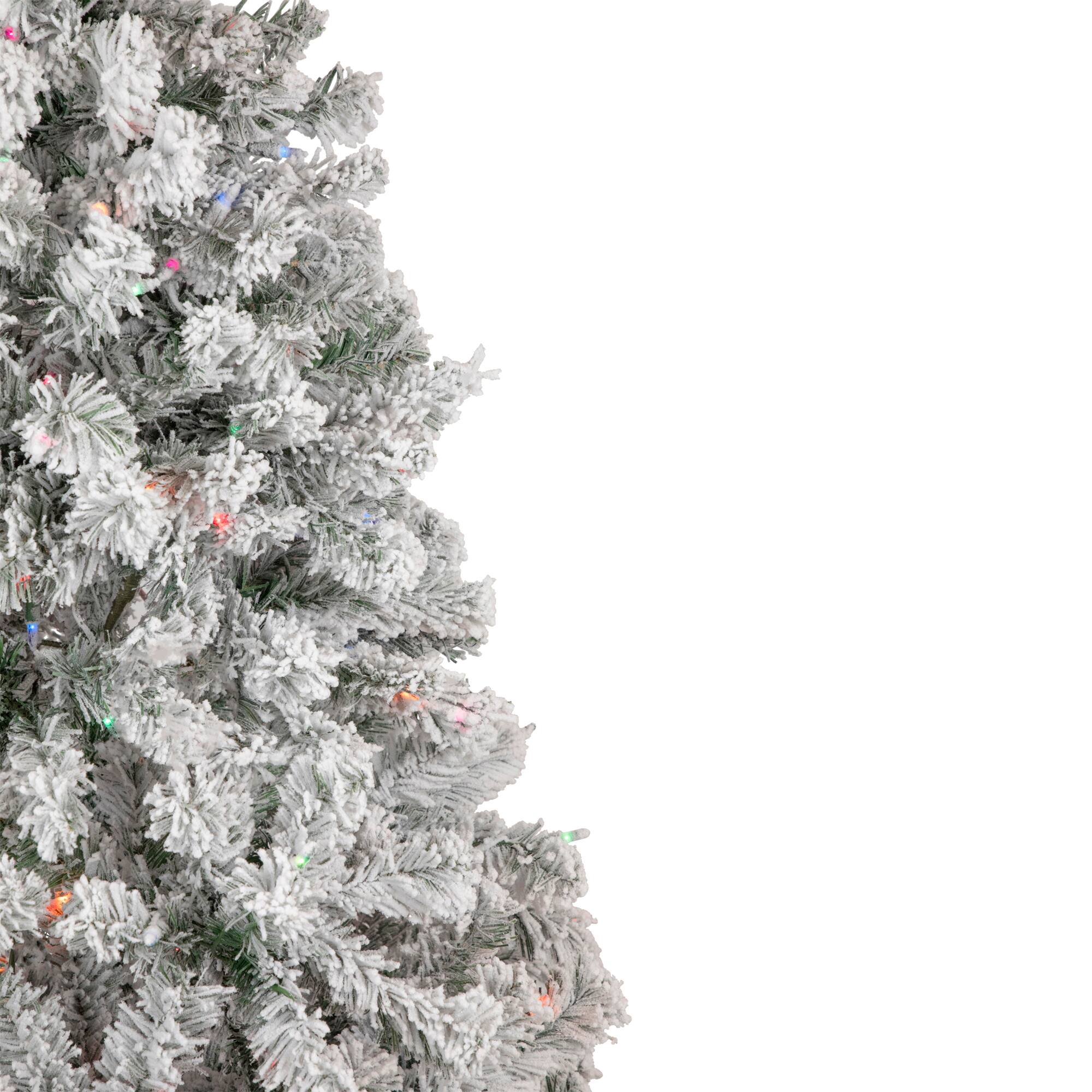 6.5ft. Pre-Lit Flocked Madison Pine Artificial Christmas Tree, Multicolor Lights