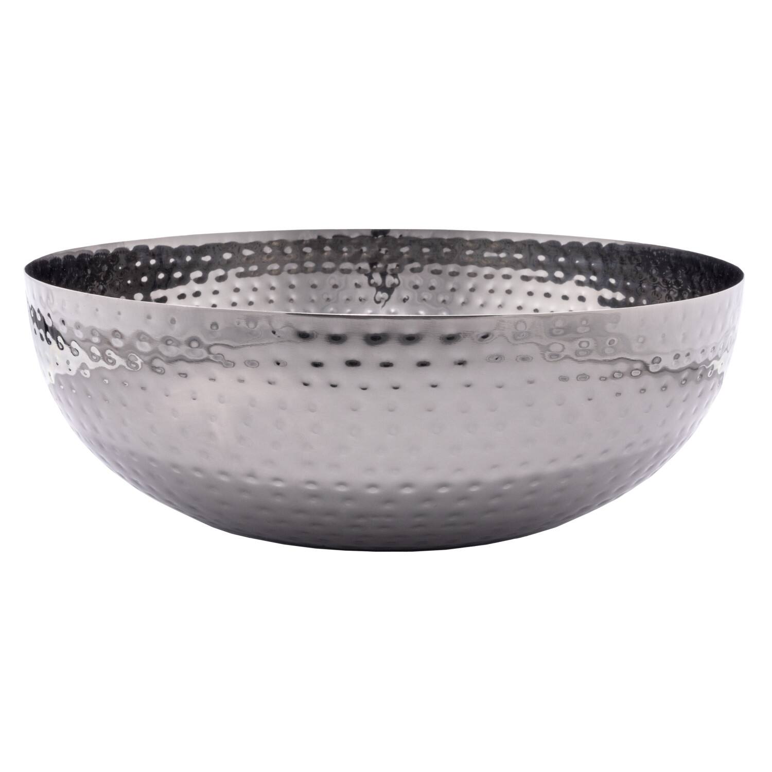 Hello Honey&#xAE; 14&#x22; Oxidized Silver Round Hammered Metal Bowl