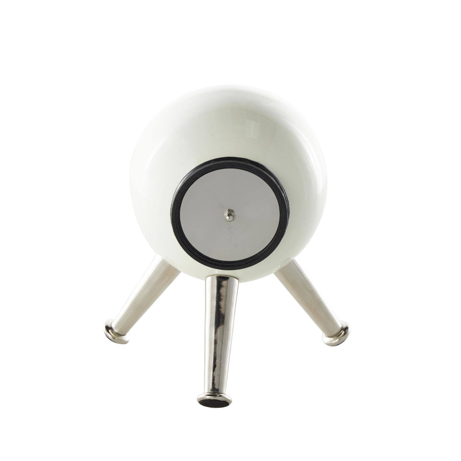 8.5" Silver Orb Metal Clock with Black Clockface & Silver Tripod Legs