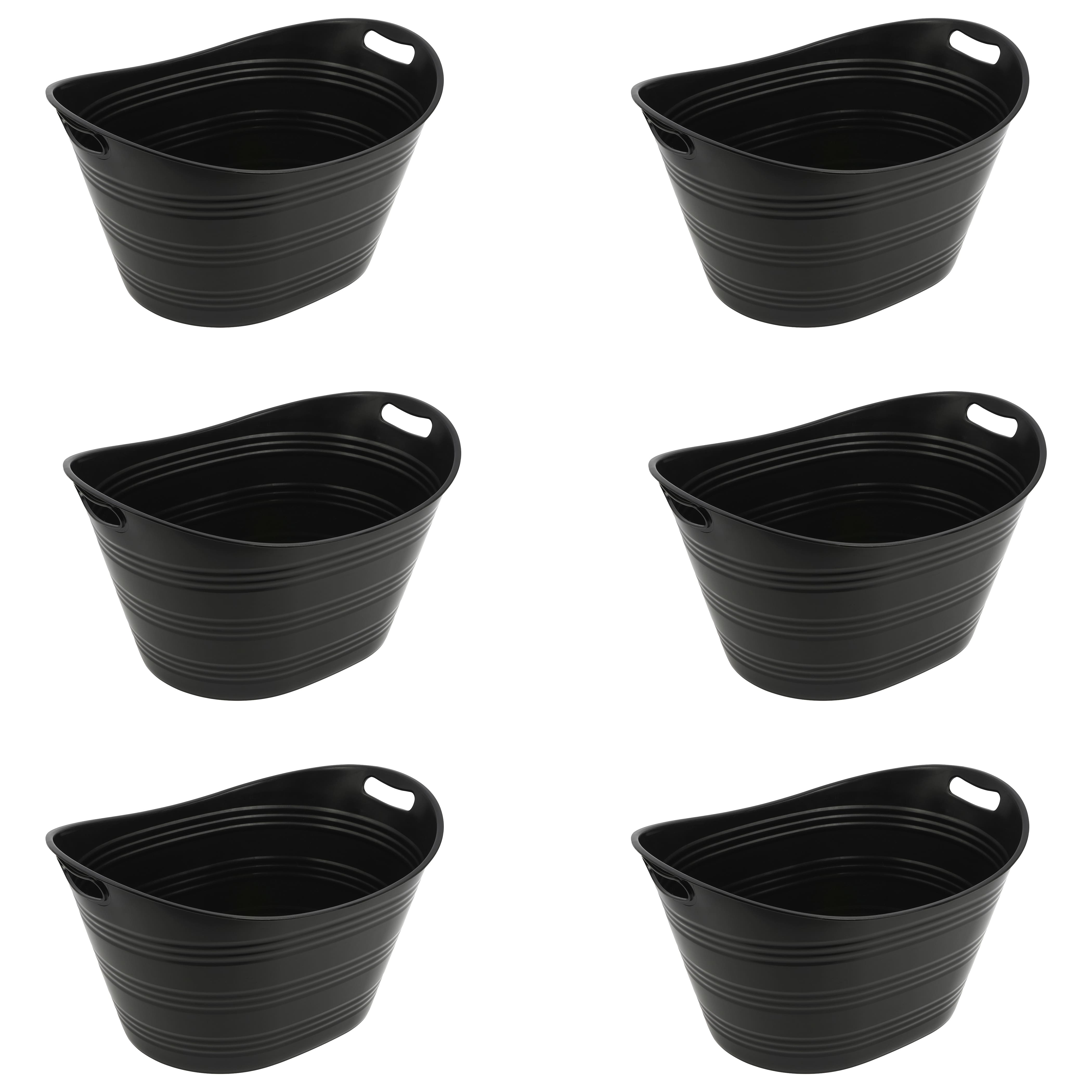6 Pack: 21&#x22; Black Plastic Ice Tub by Celebrate It&#x2122;