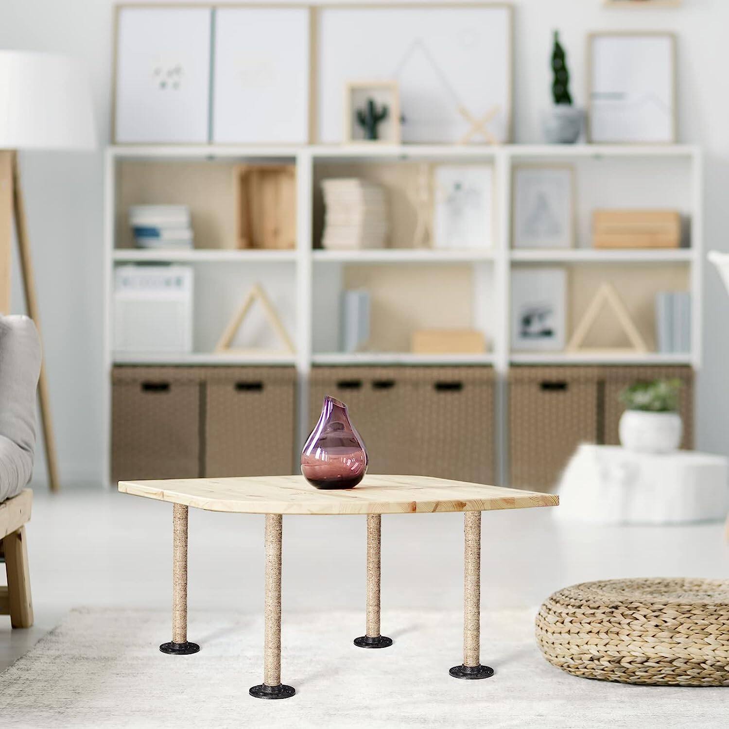 NEX&#x2122; Brown Industrial Pipe Metal Table Legs with Casters, 4ct.