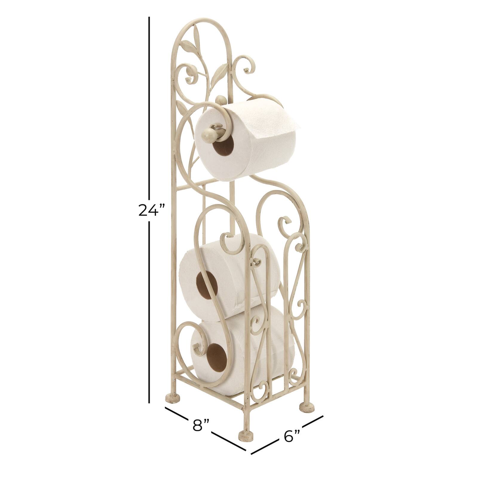 24" Cream Iron Traditional Toilet Paper Towel Holder