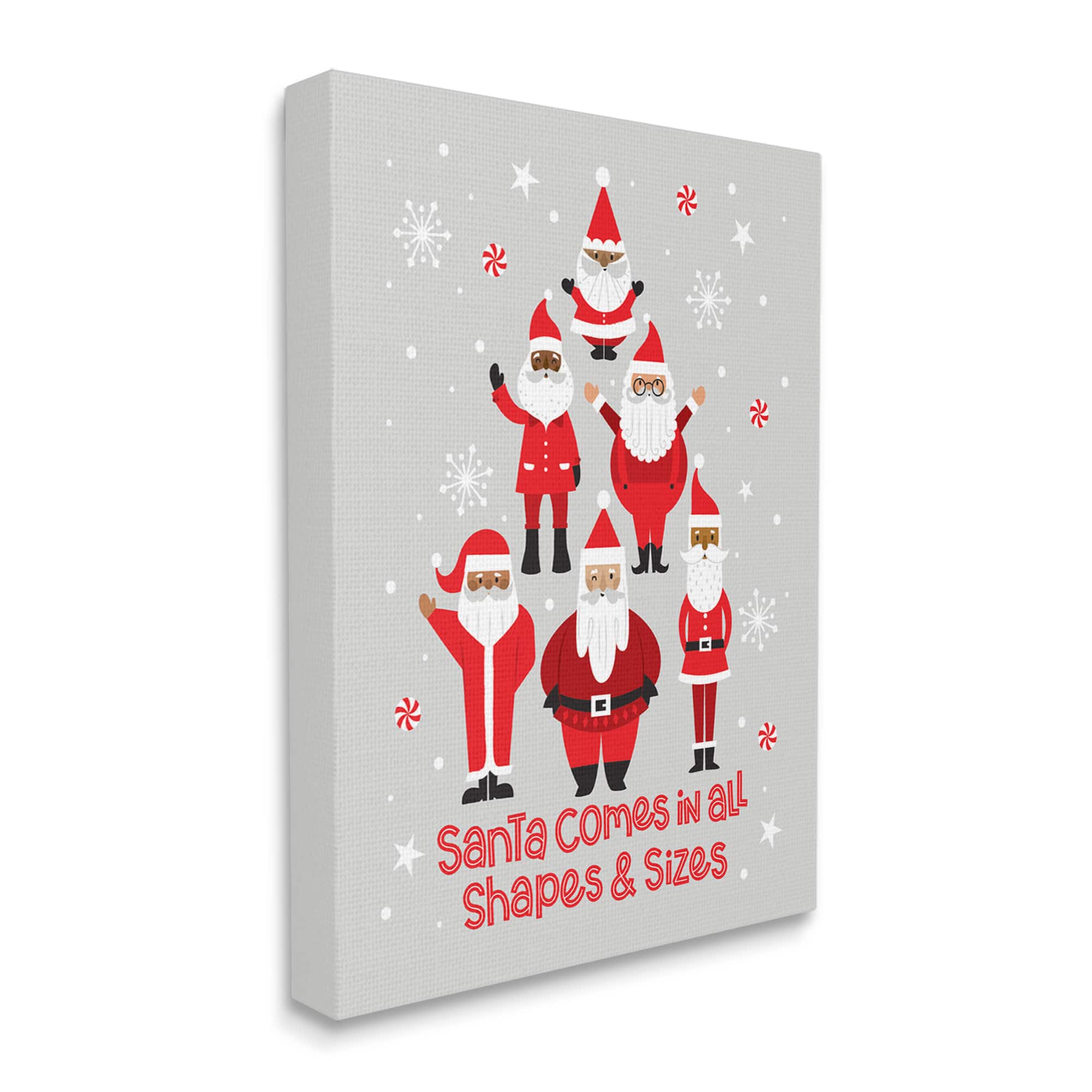 Stupell Industries Santa All Shapes &#x26; Sizes Christmas Phrase Canvas Wall Art