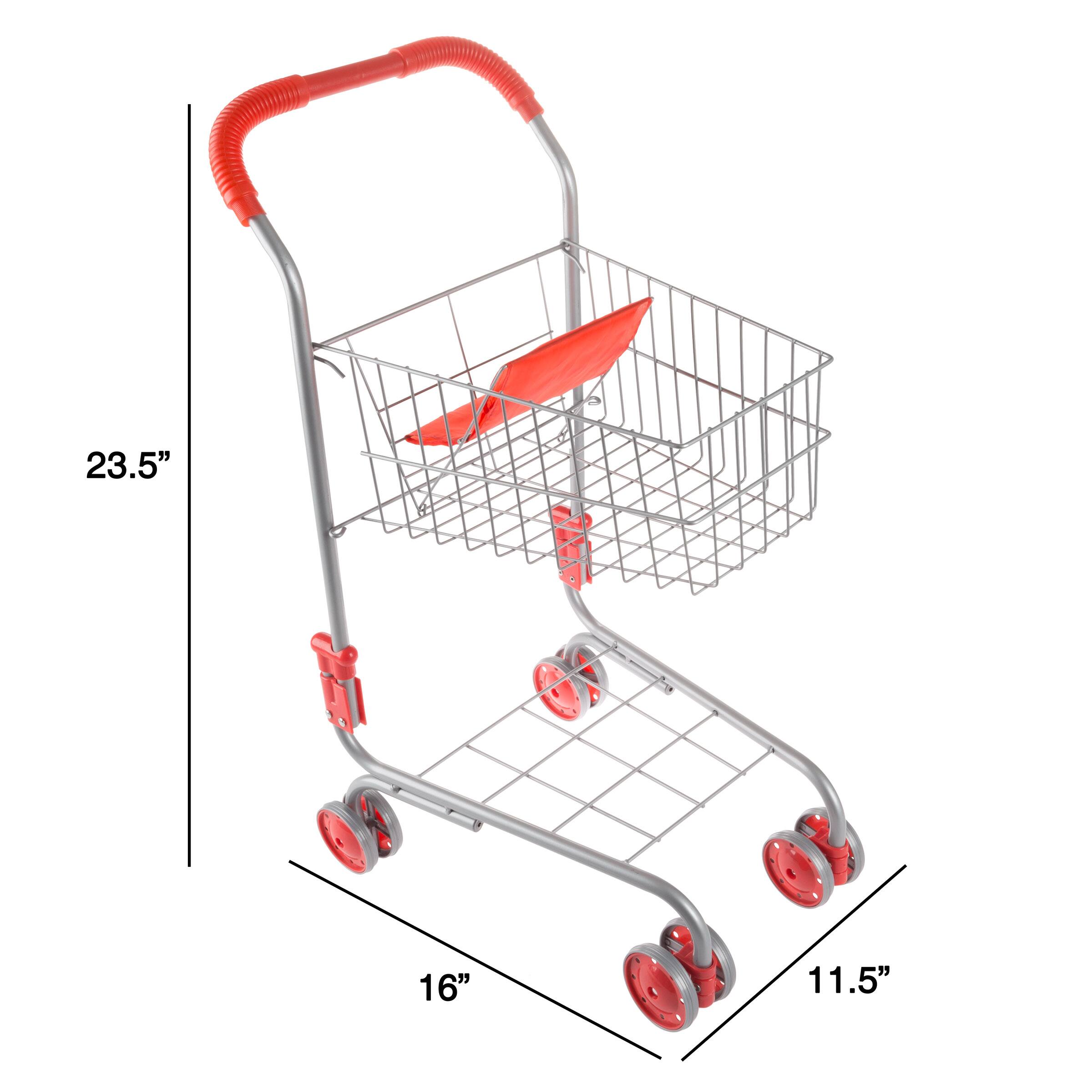 Mini Trolley Supermarket Shopping Cart Organizer Play House Pretend Kids Toys 