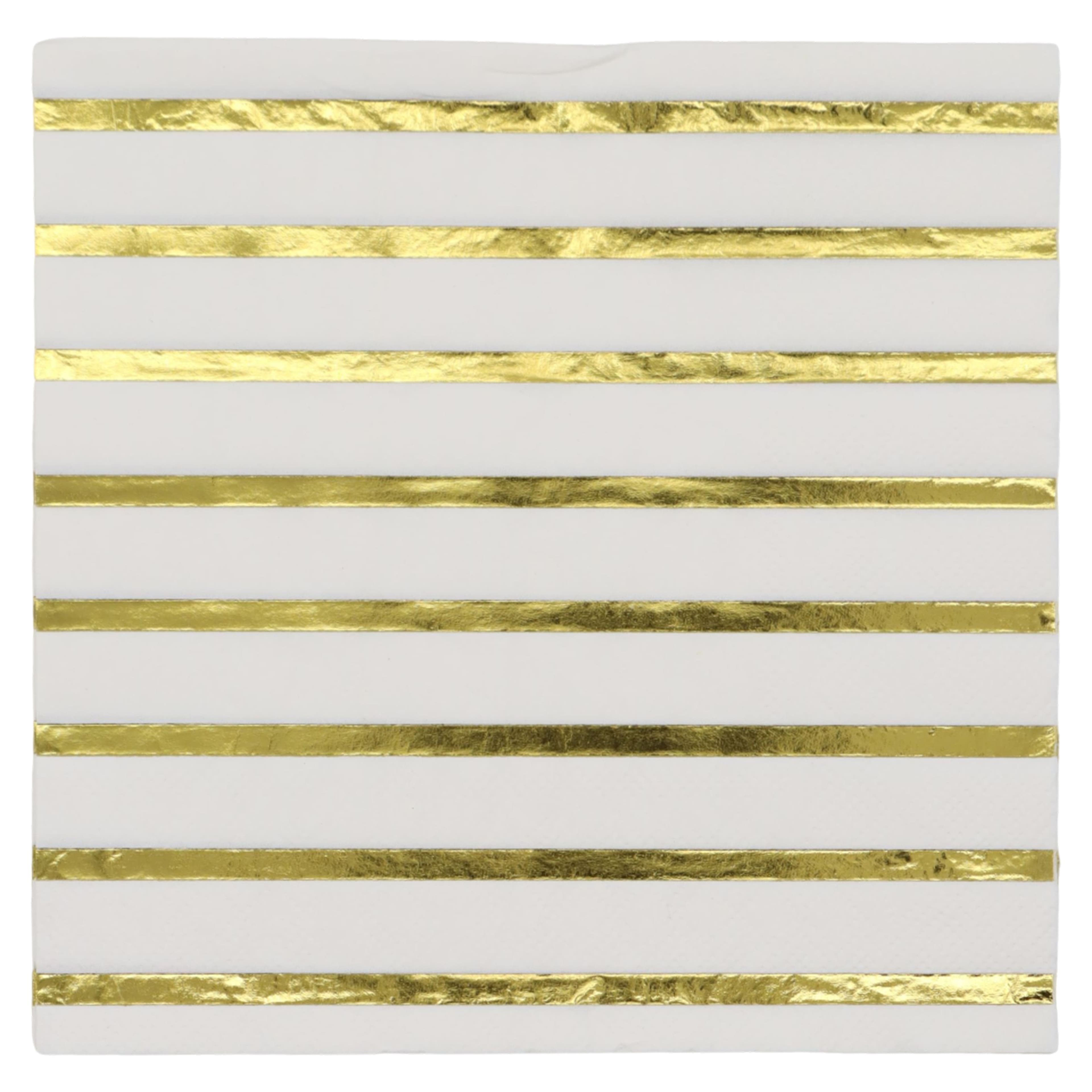 12 Packs: 20 ct. (240 total) Gold Stripes Lunch Napkins by Celebrate It™