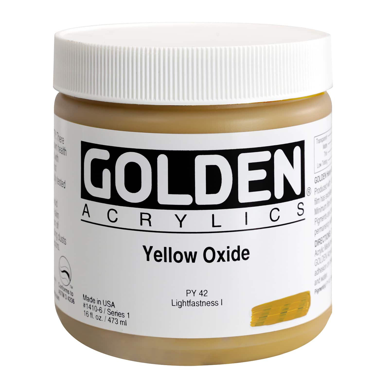 Golden Heavy Body Acrylic Paint, 16 oz in Yellow Oxide - D022534S - Art and Craft Paint Buy the Golden Heavy Body Acrylic Paint, 16oz. at  sku D022534S