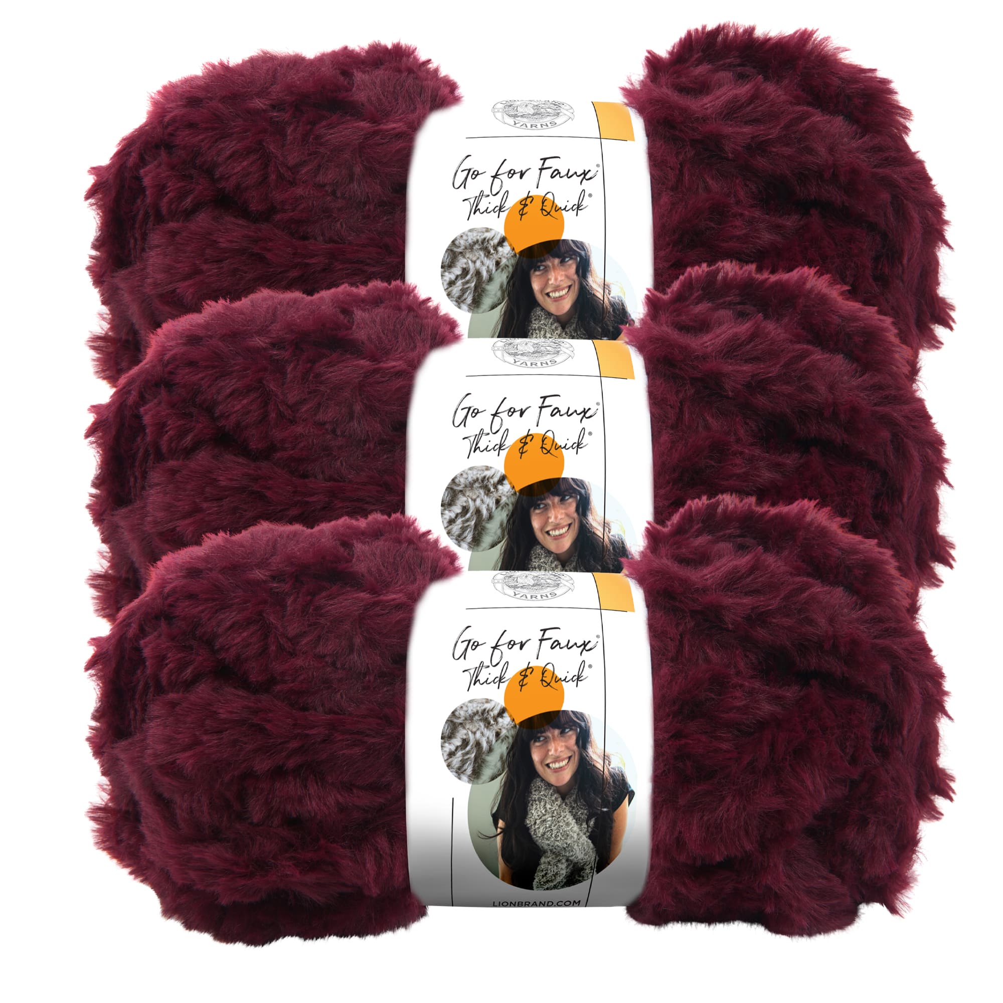 Lion Brand Go for Faux Thick & Quick Yarn - Pack of 3 Skeins (323