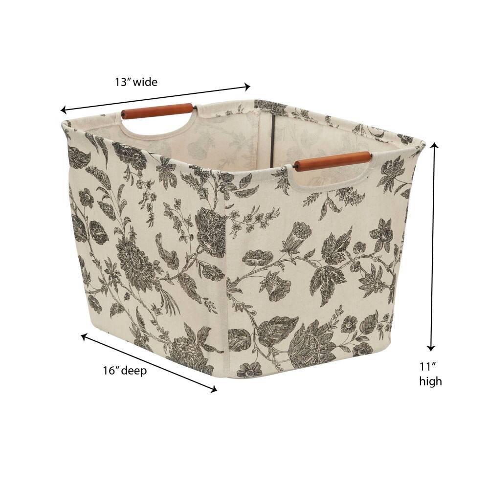 Household Essentials Storage Bin with Wood Handles (Medium, Floral)