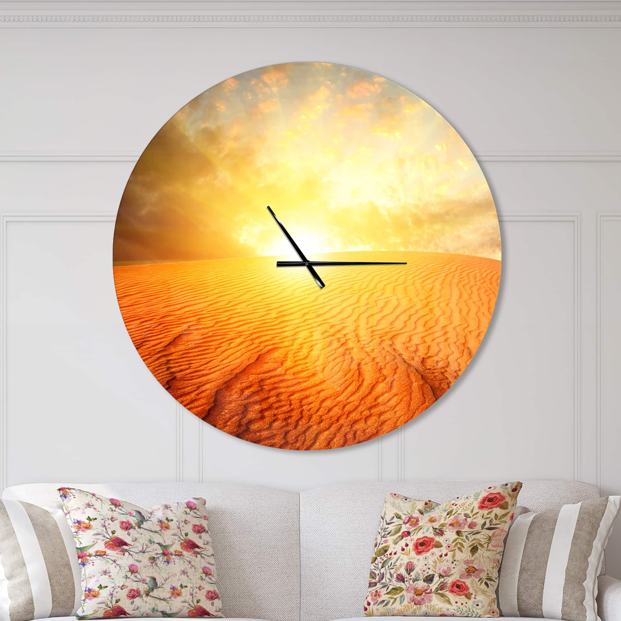 Designart Sand Landscape with Sun Modern Wall Clock