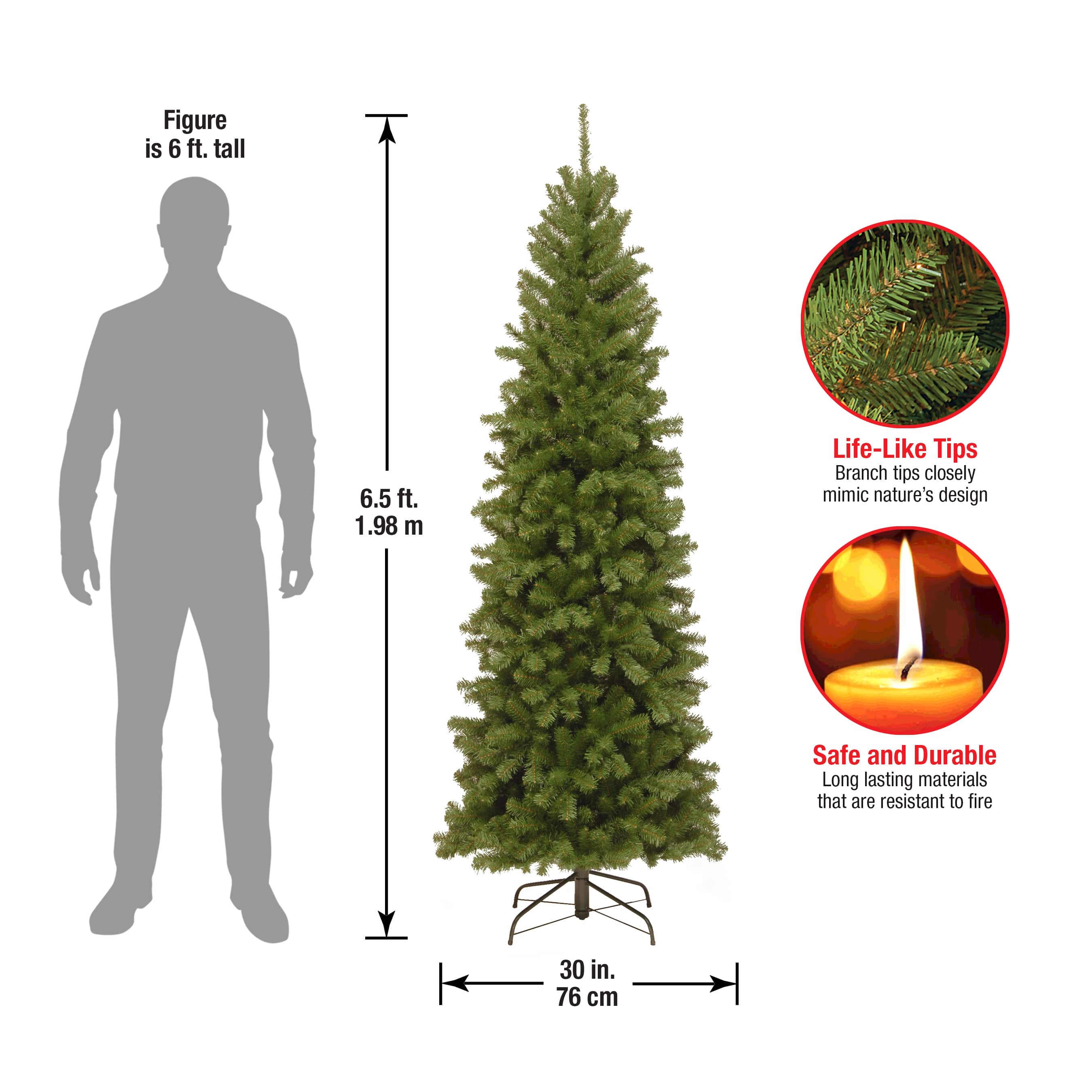 6.5ft. Unlit North Valley&#x2122; Spruce Pencil Slim Artificial Christmas Tree