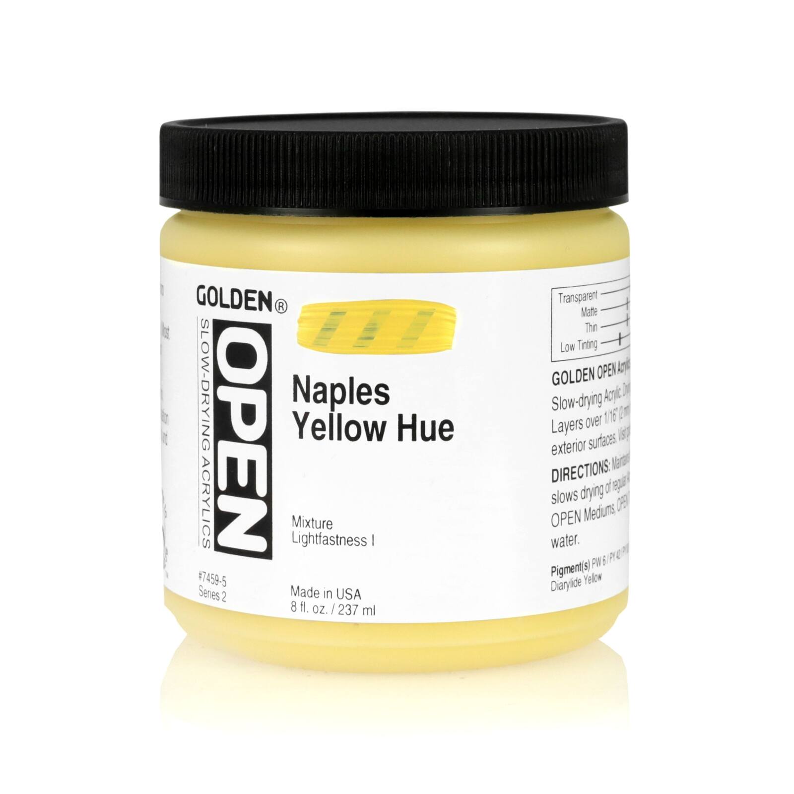Golden OPEN Slow Drying Acrylics, 8 oz Paint in Naples Yellow Hue