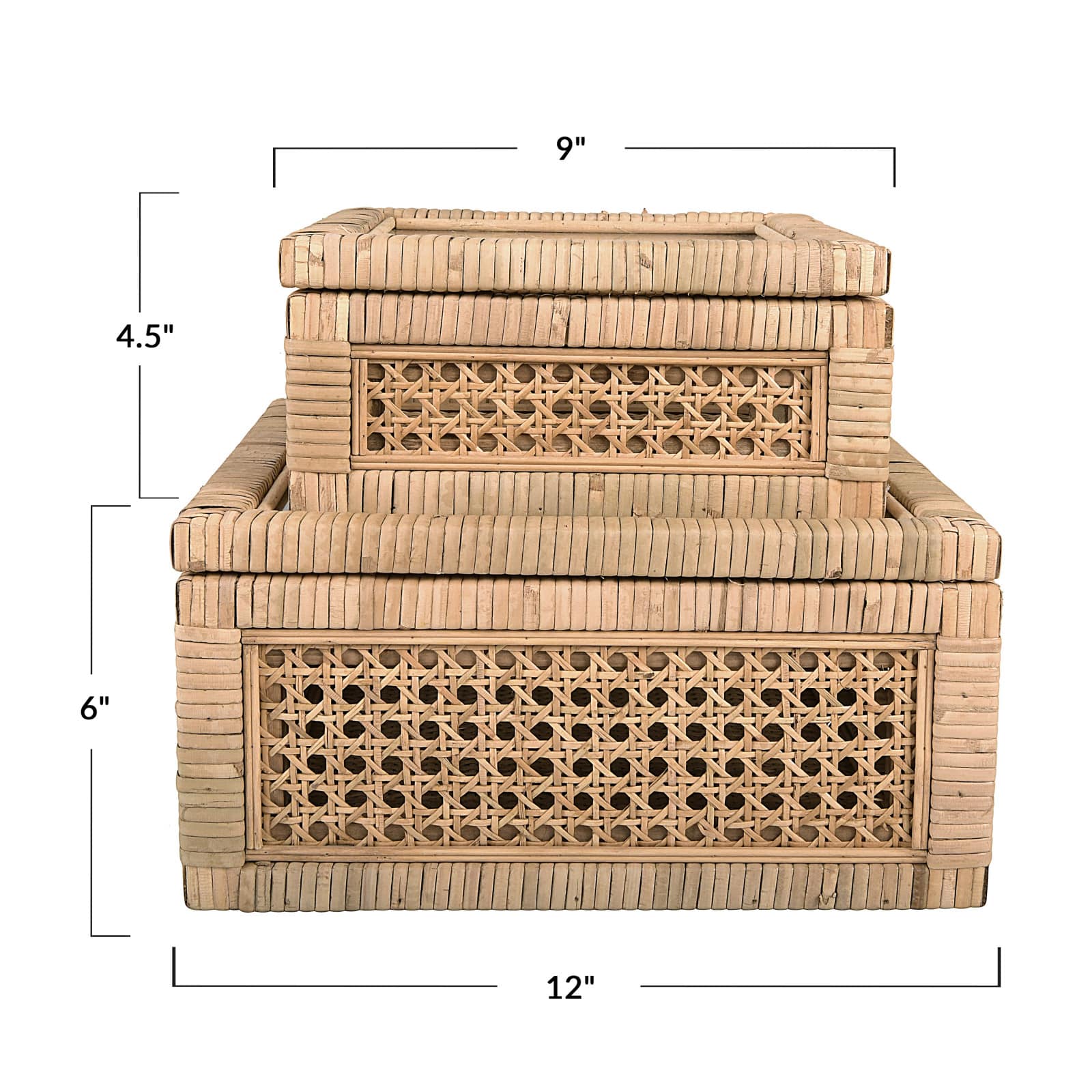 Hello Honey® Cane & Rattan Display Box with Glass Lid Set