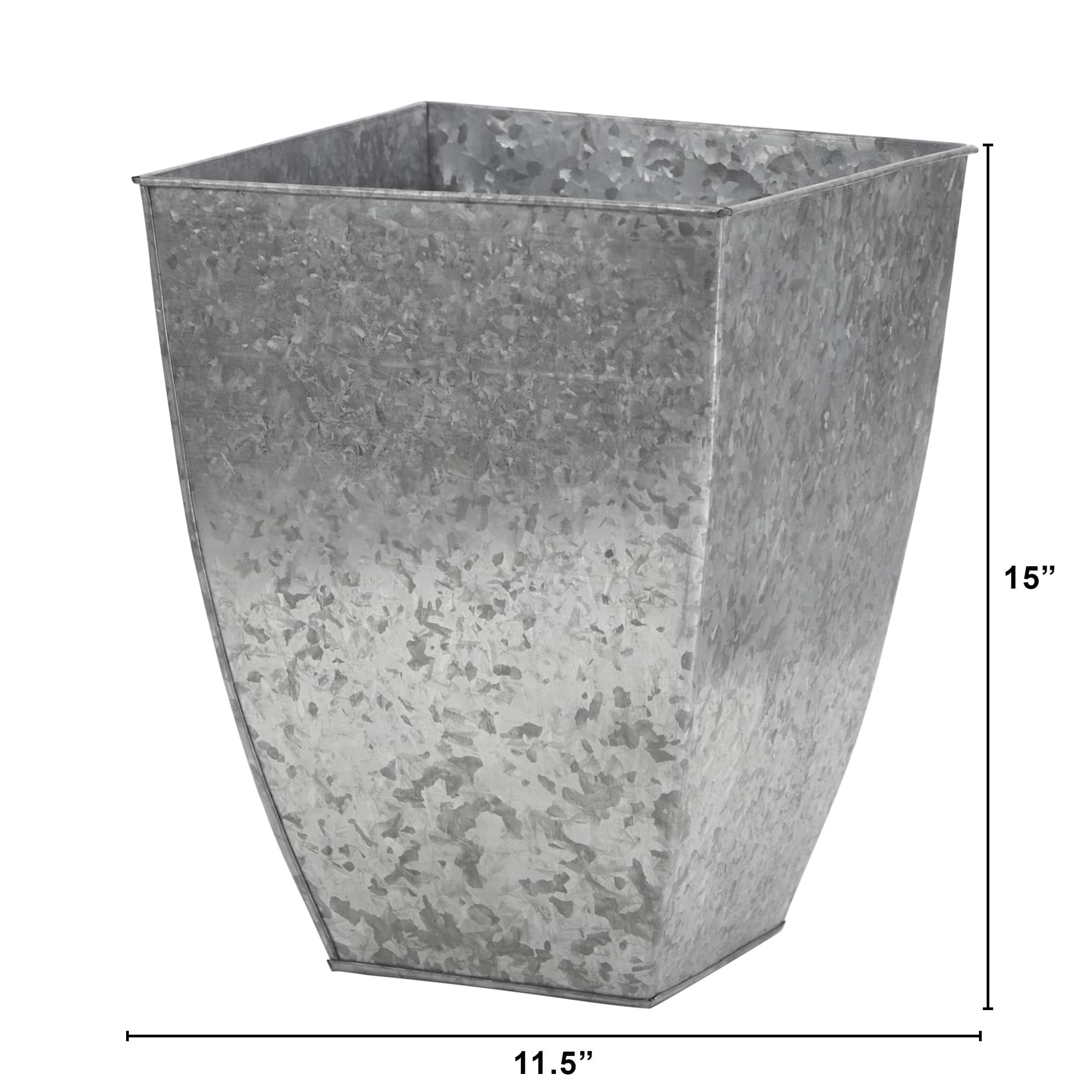15&#x22; Silver Square Tin Planter