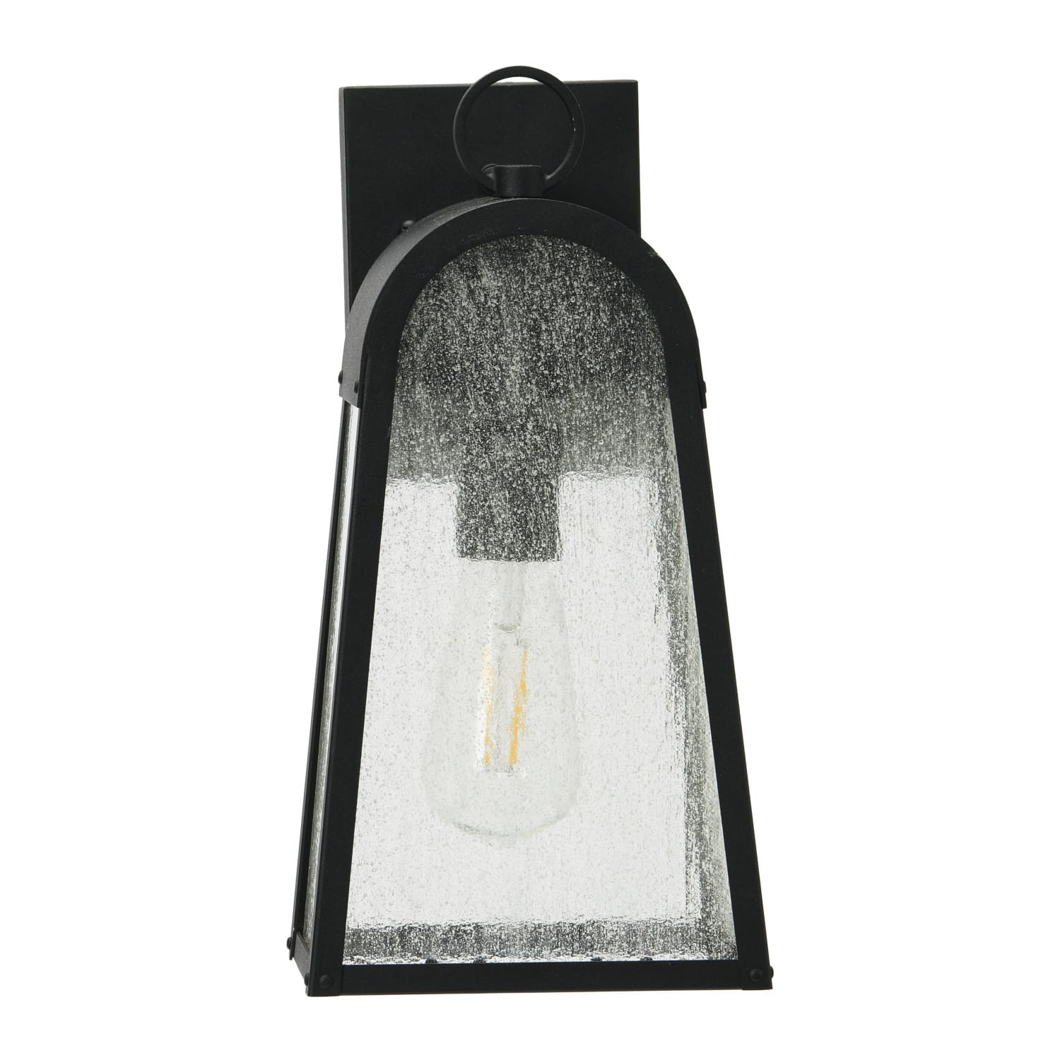 Robert Stevenson Lighting Revere 14&#x22; Textured Black Metal &#x26; Seedy Glass Outdoor Light