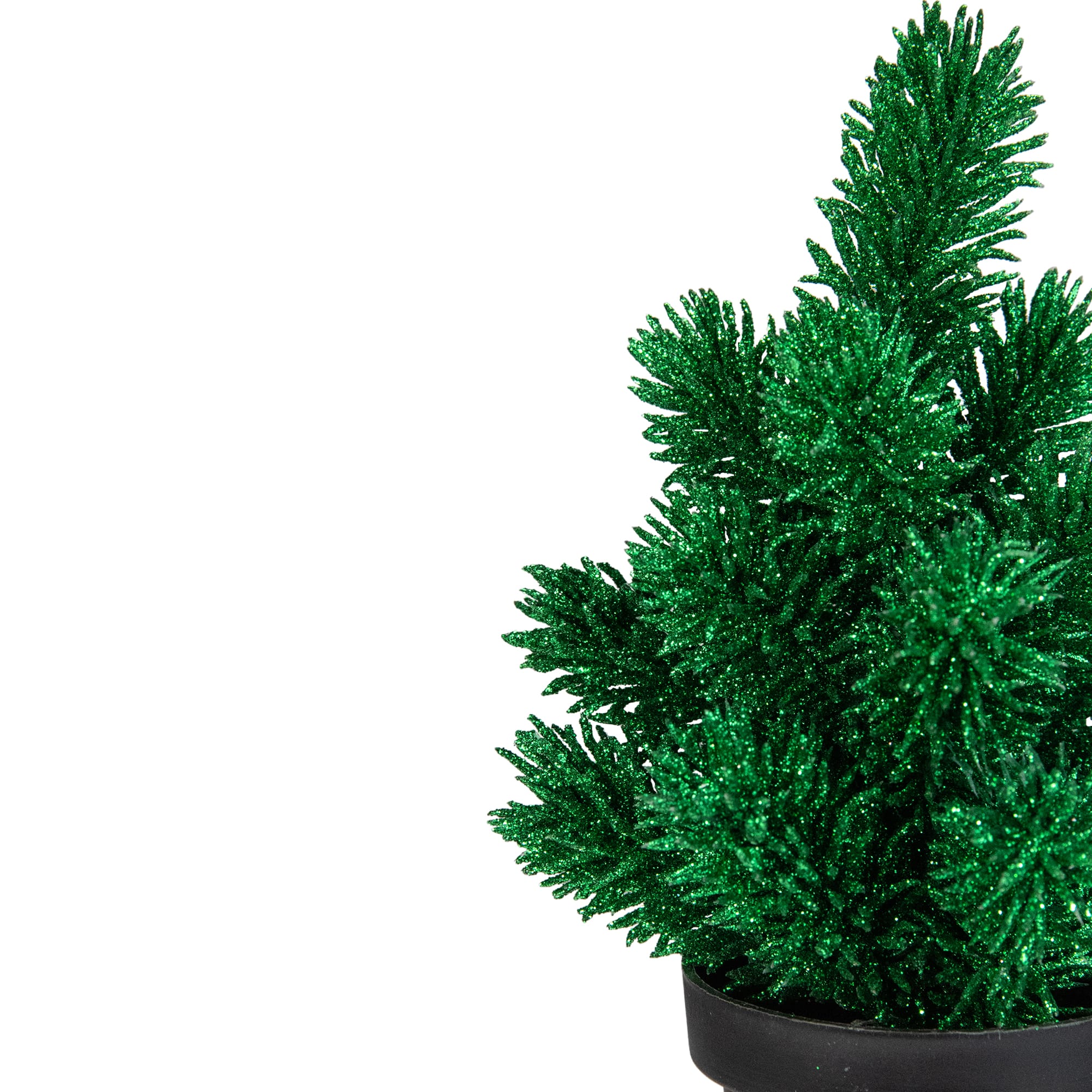 8.5" Unlit Glittered Pine Artificial Potted Christmas Tree