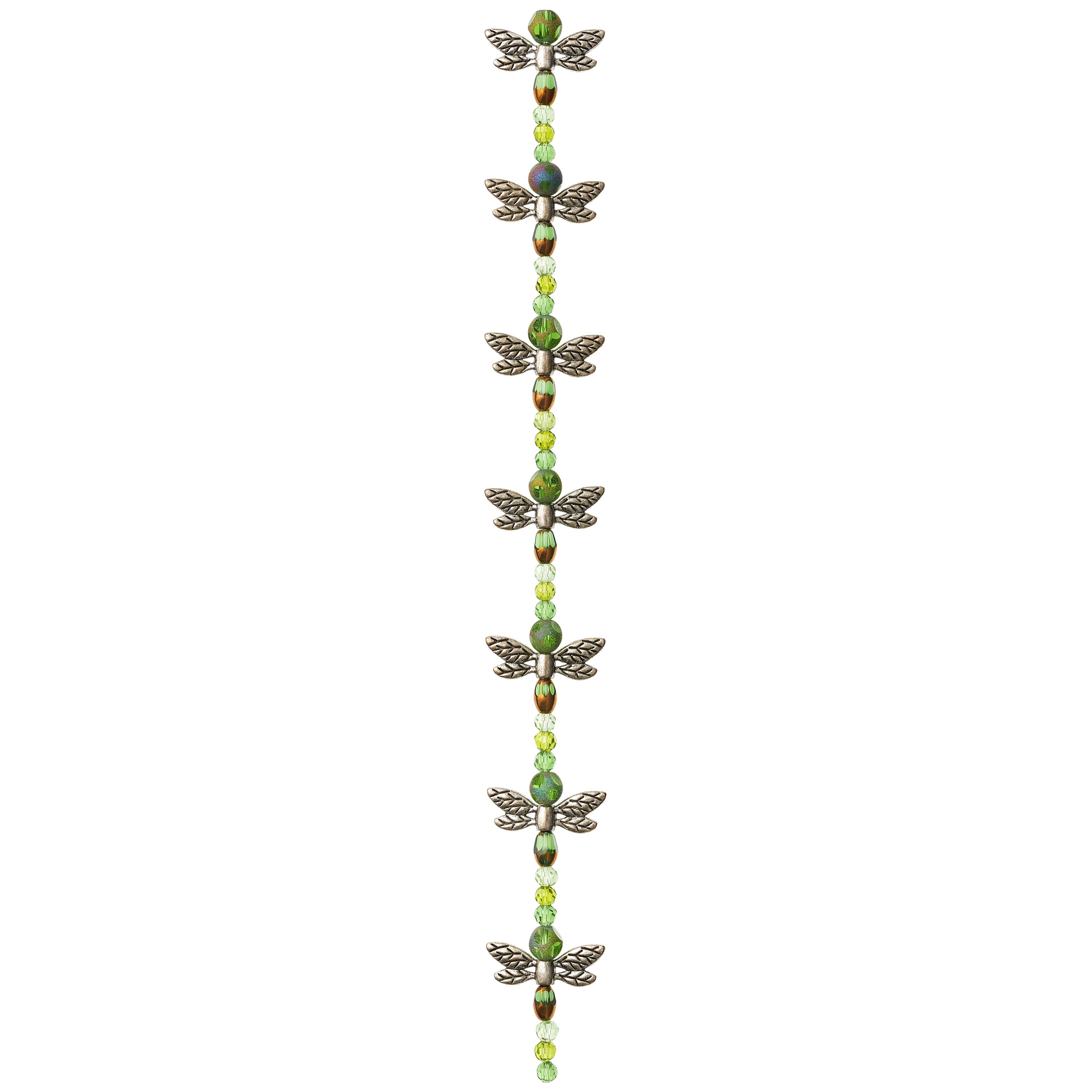 12 Packs: 42 ct. (504 total) Silver &#x26; Green Dragonfly Mix Beads by Bead Landing&#x2122;