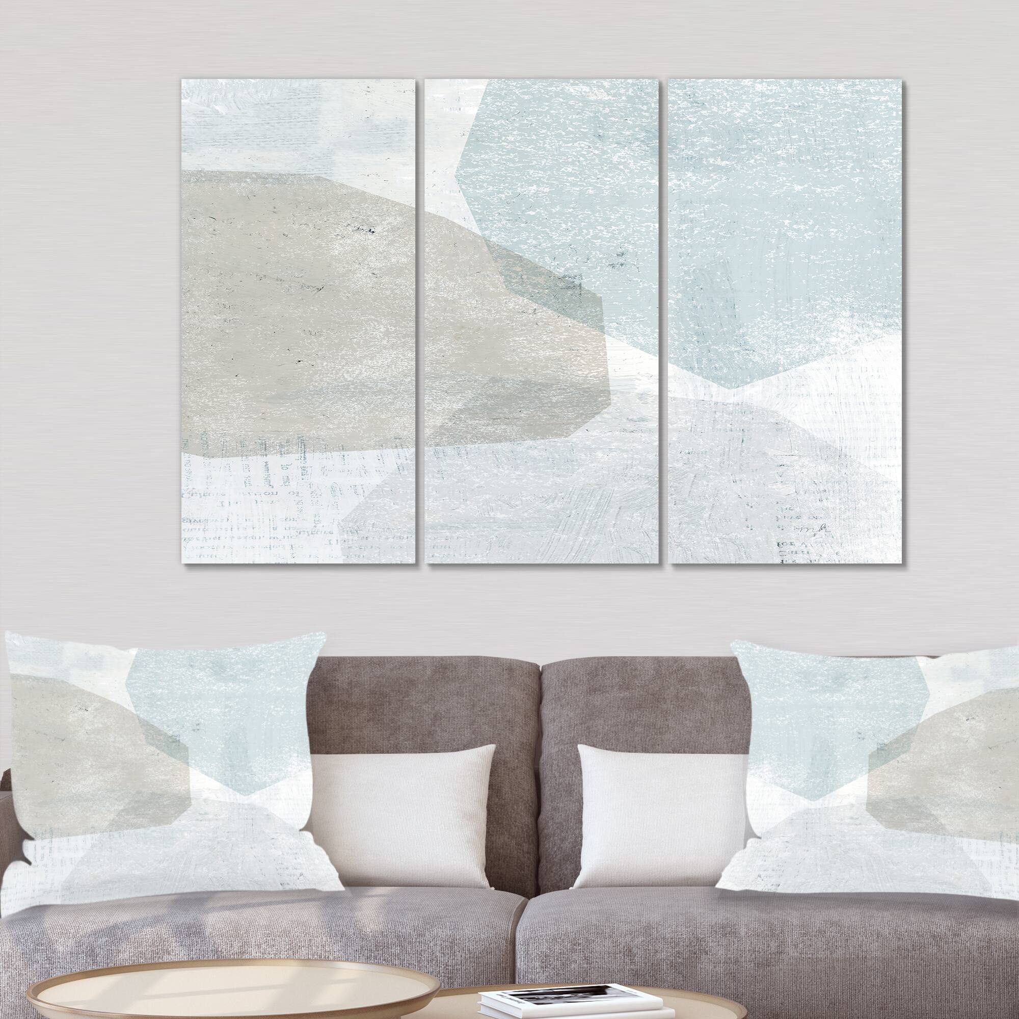 Designart - Grey and White Collage I - Modern Premium Canvas Wall Art