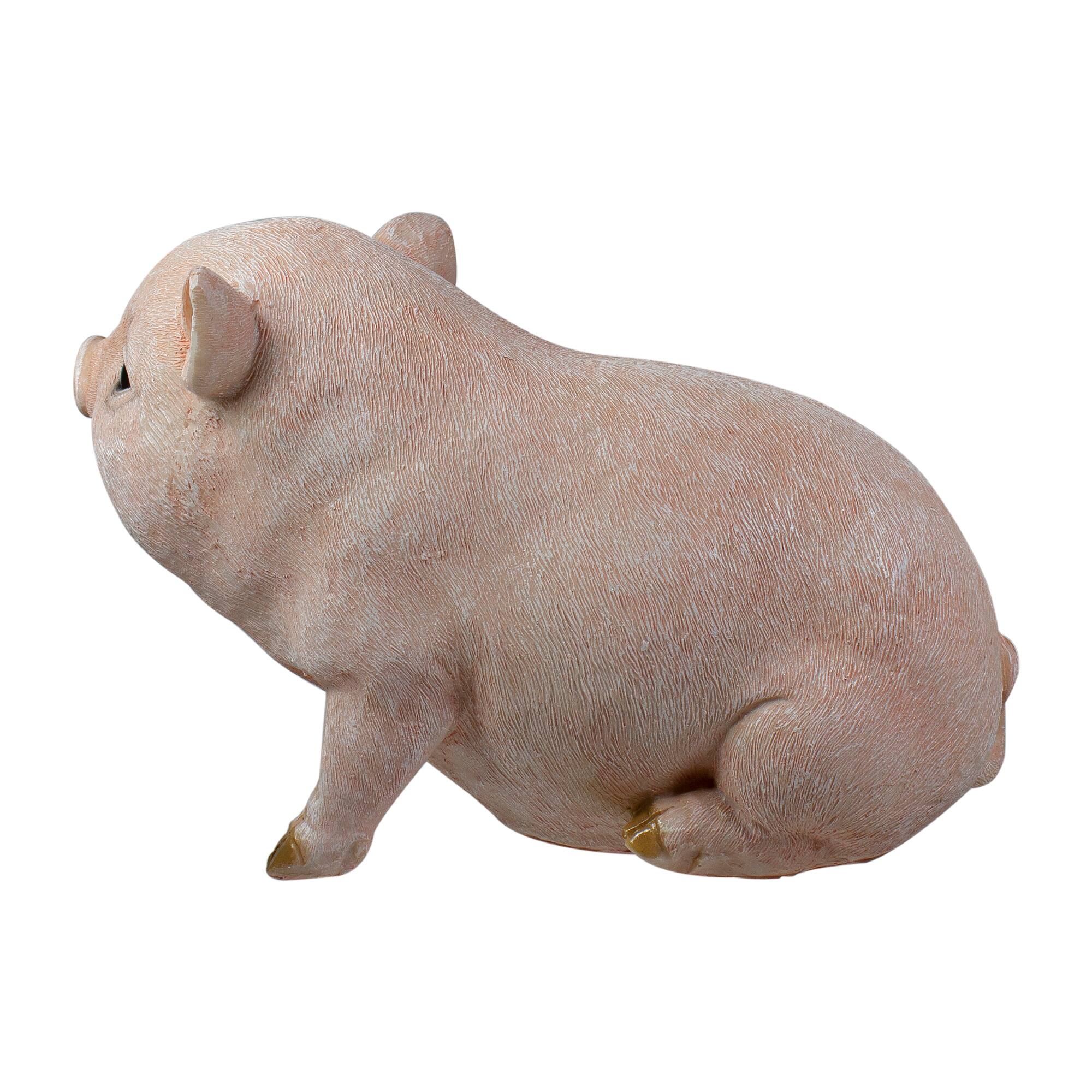 12.5&#x22; Realistic Pink Piglet Outdoor Garden Statue