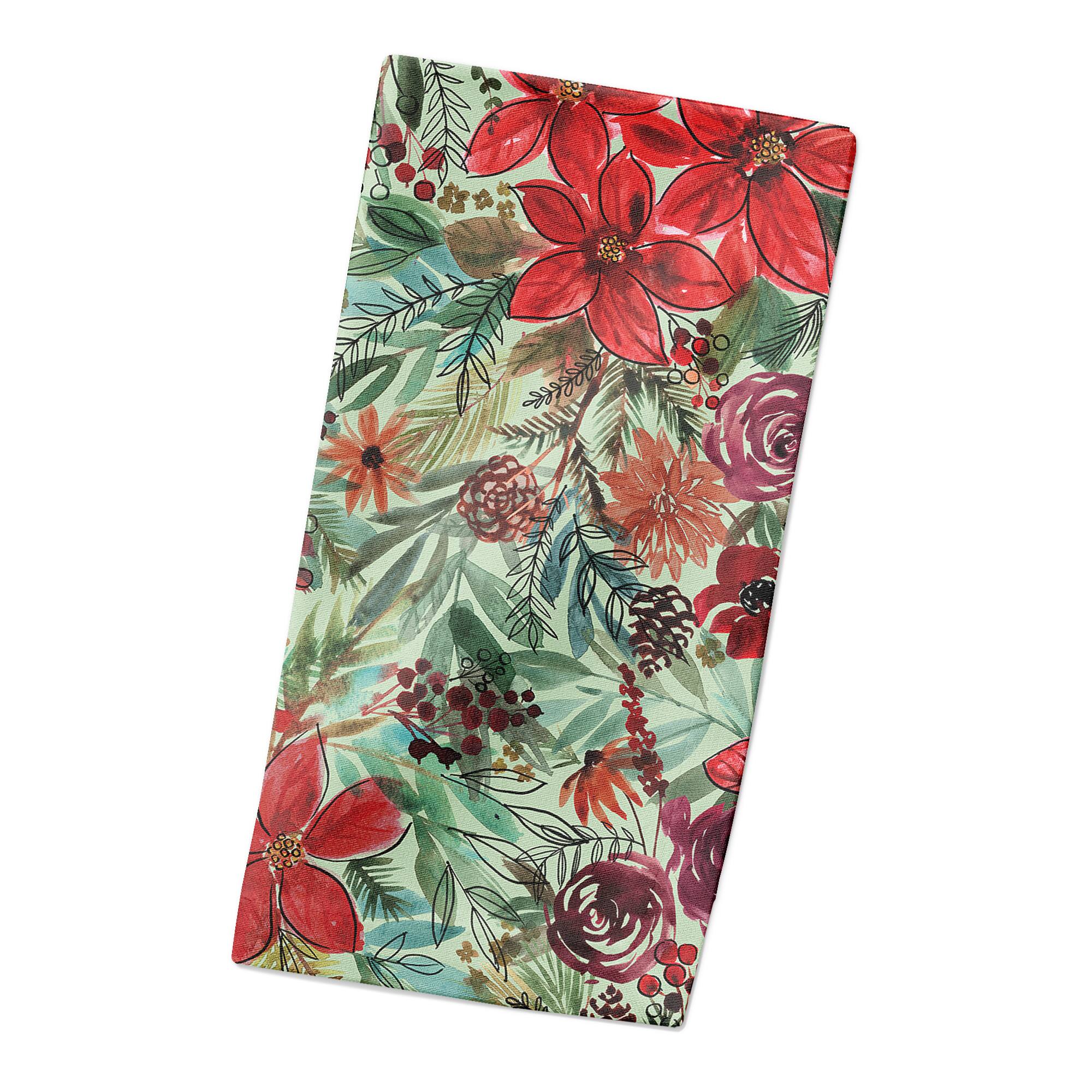 Holiday Blooms Pattern Cotton Twill Napkin
