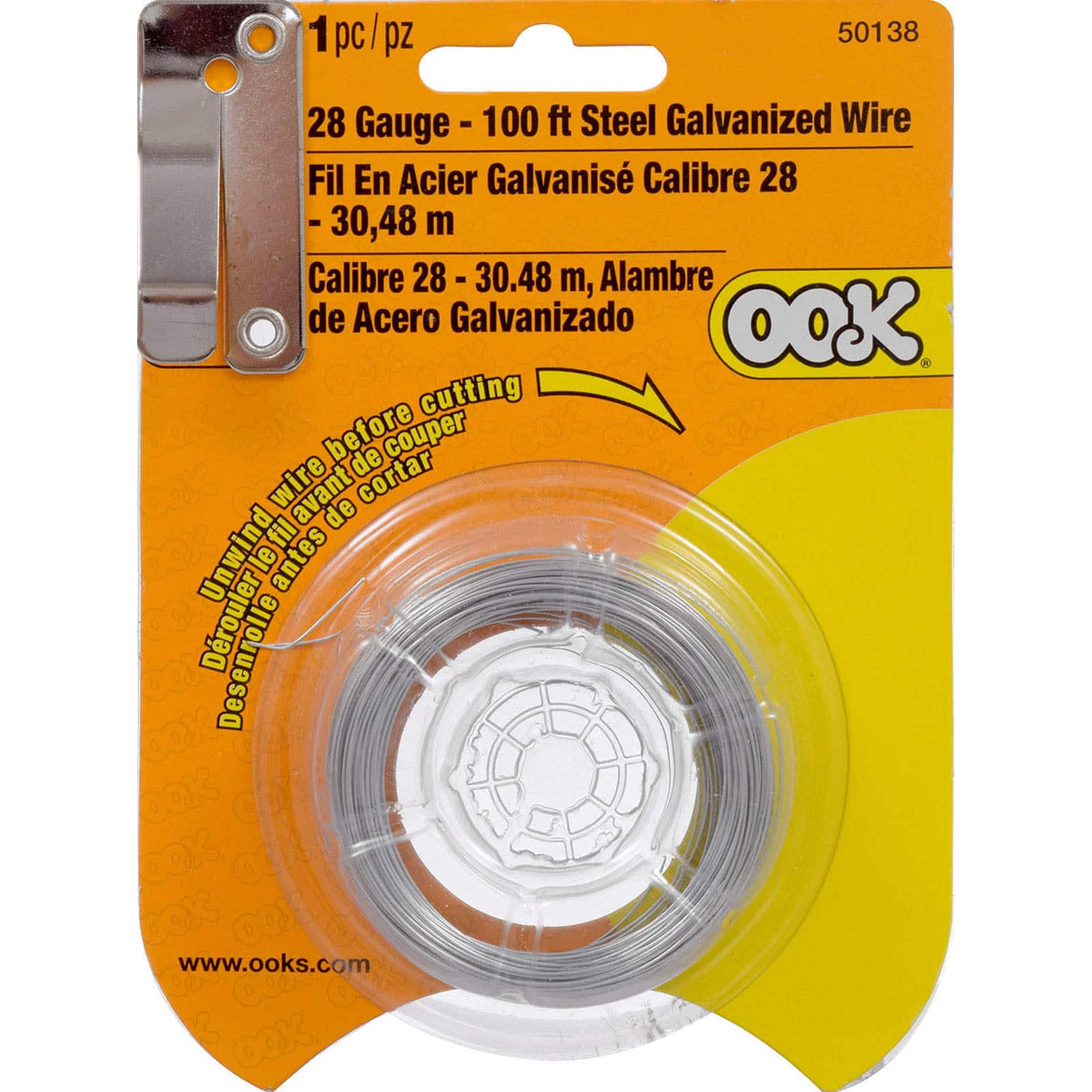 Ook® 28 Gauge Steel Galvanized Picture Hanging Wire, 100ft.