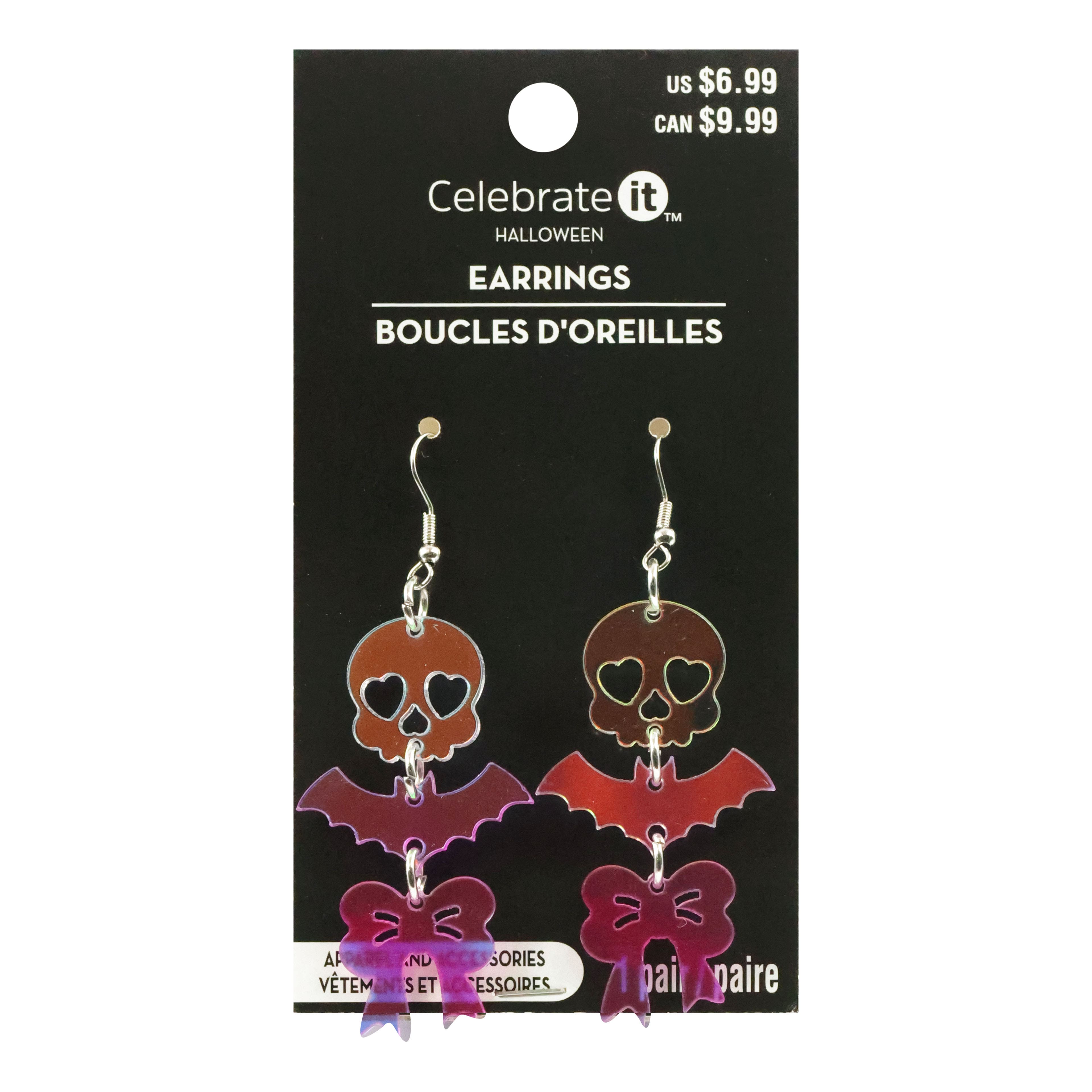 Skull, Bat &#x26; Bow Earrings by Celebrate It&#x2122;