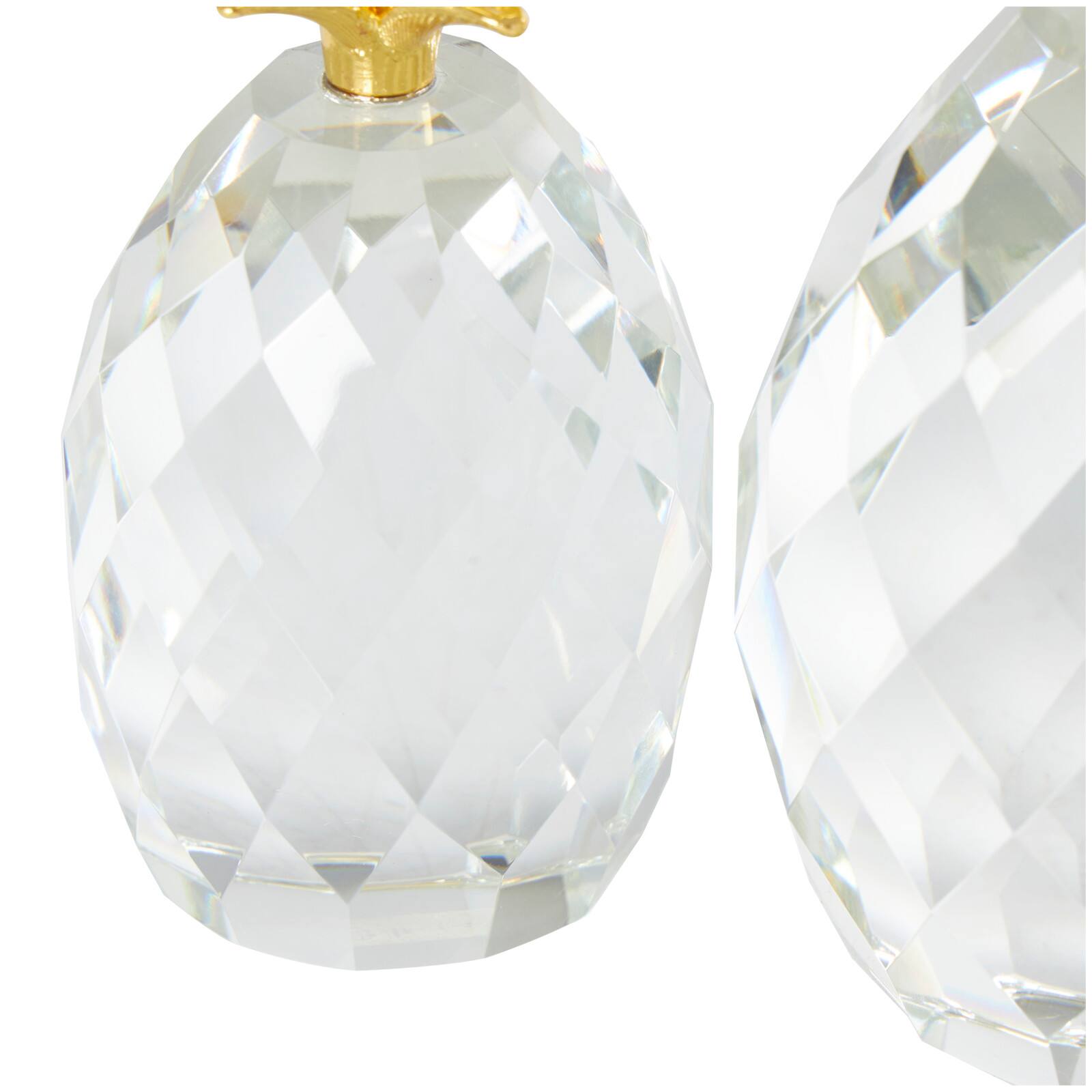 Clear & Gold Crystal Faceted Pineapple Sculpture Set