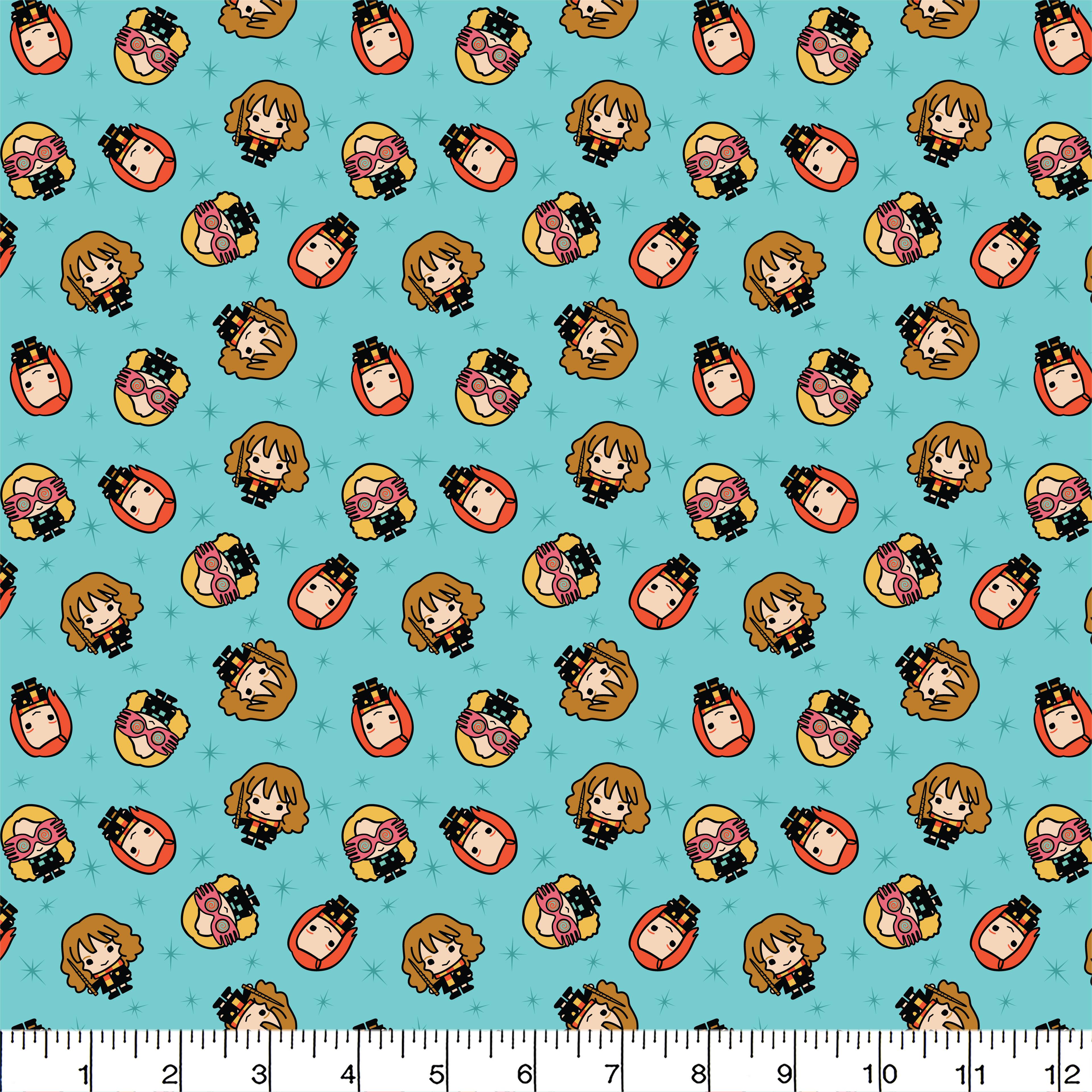 Harry Potter™ Aqua Kawaii Girls Toss Cotton Fabric