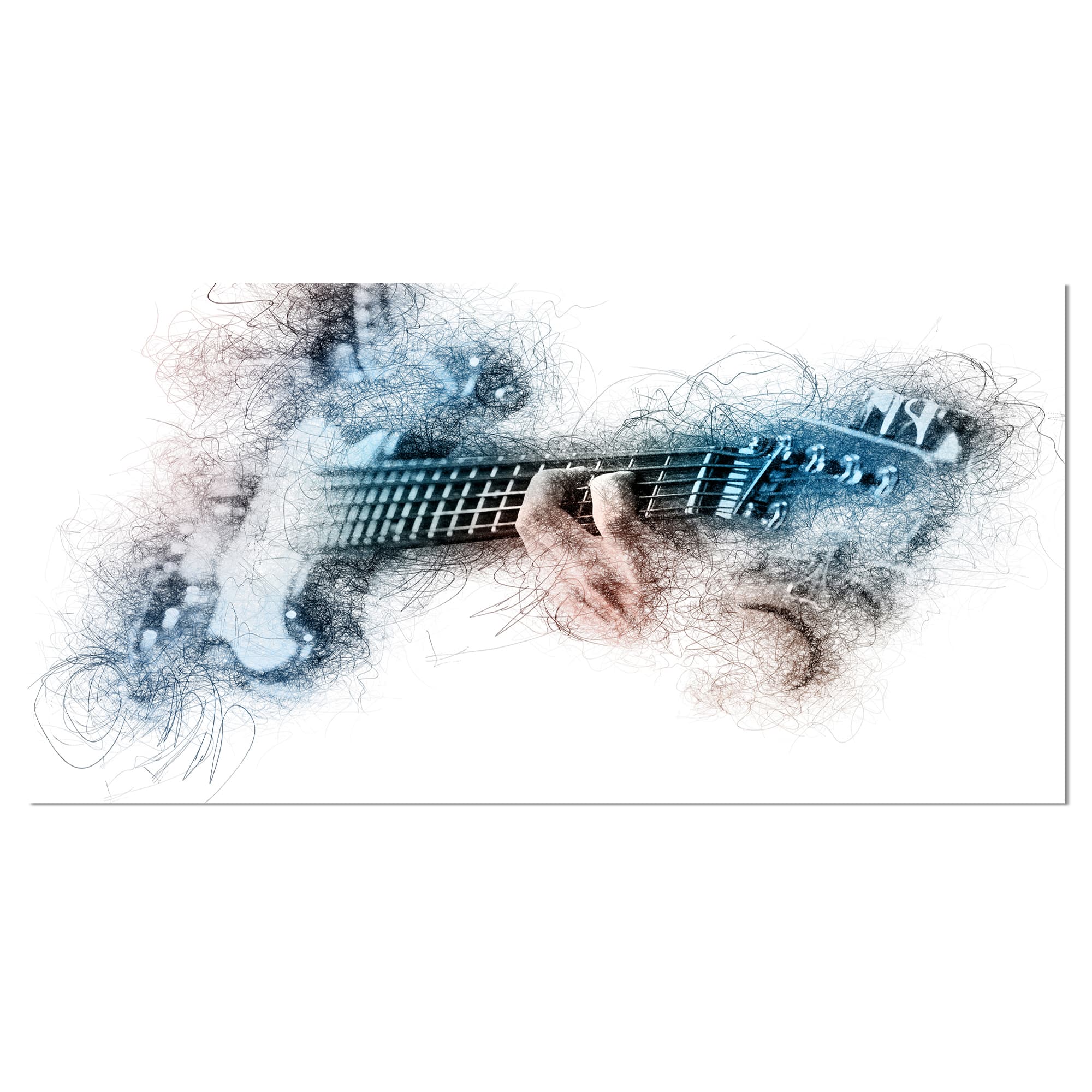 Designart - Man Playing A Guitar Watercolor - Contemporary Canvas Art Print